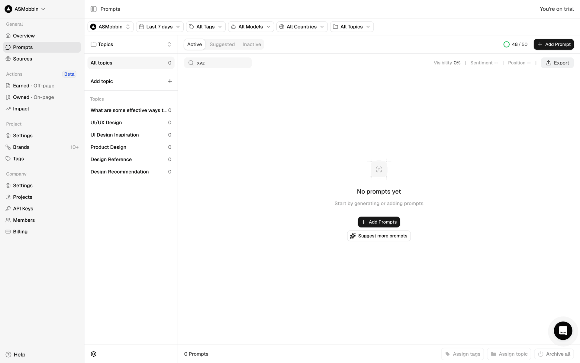 Peec AI Web Business interface screenshot 11