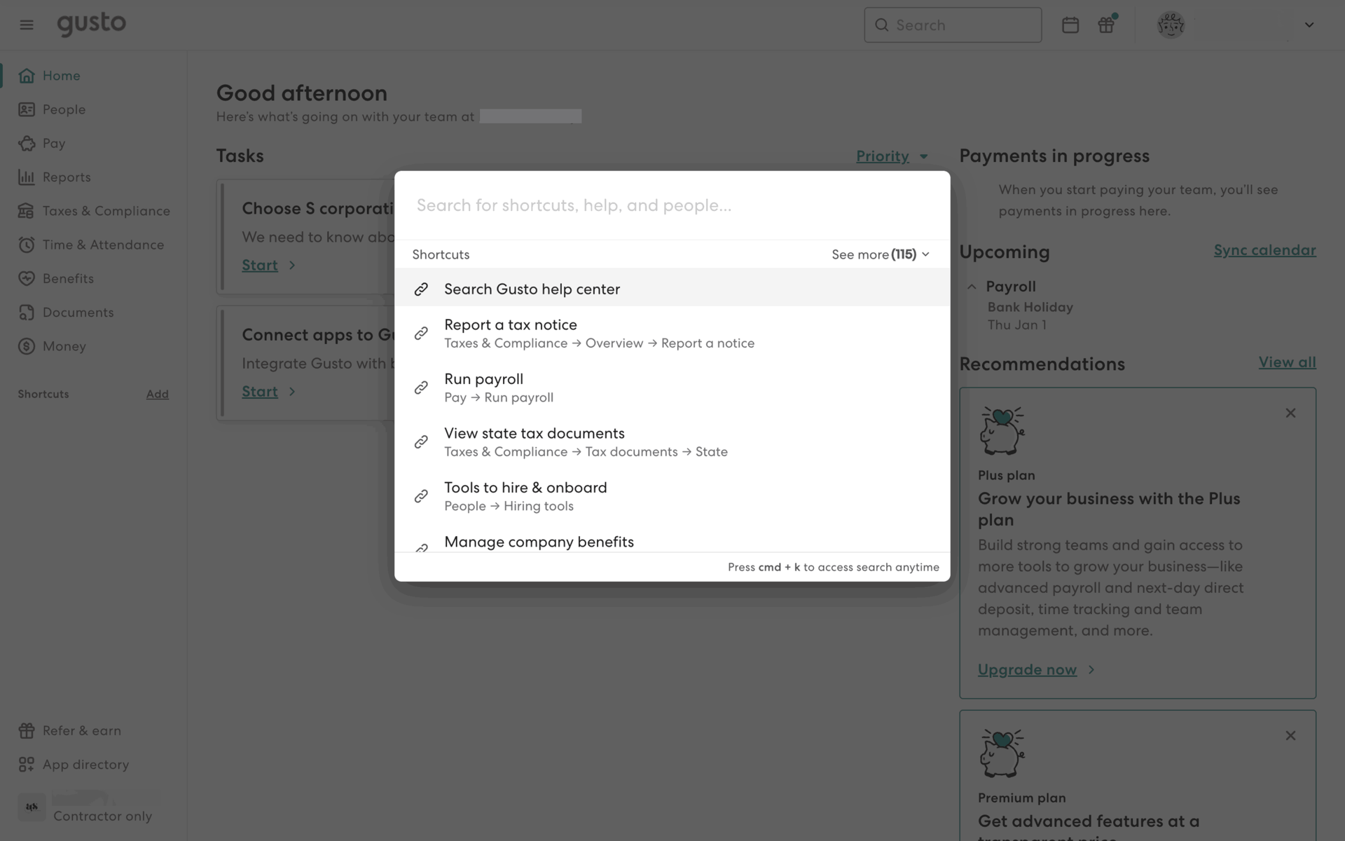 Gusto Web Finance interface screenshot 3