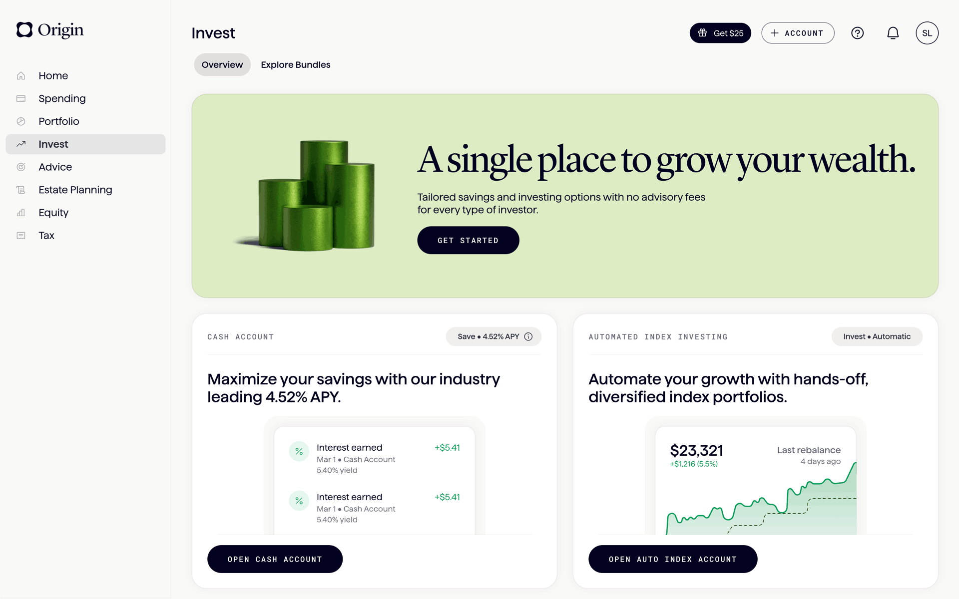 Origin Web Finance interface screenshot 16