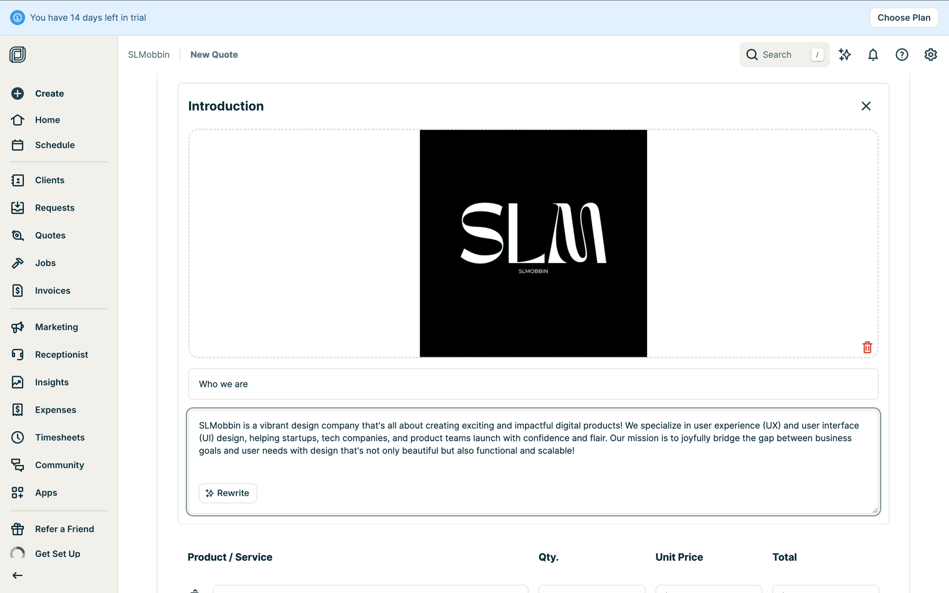Jobber Web Business interface screenshot 17