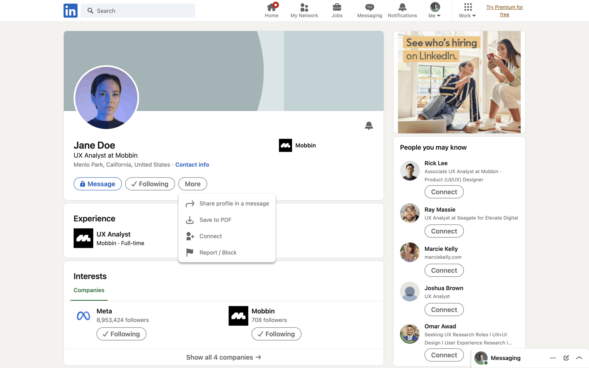 LinkedIn Web Business interface screenshot 19
