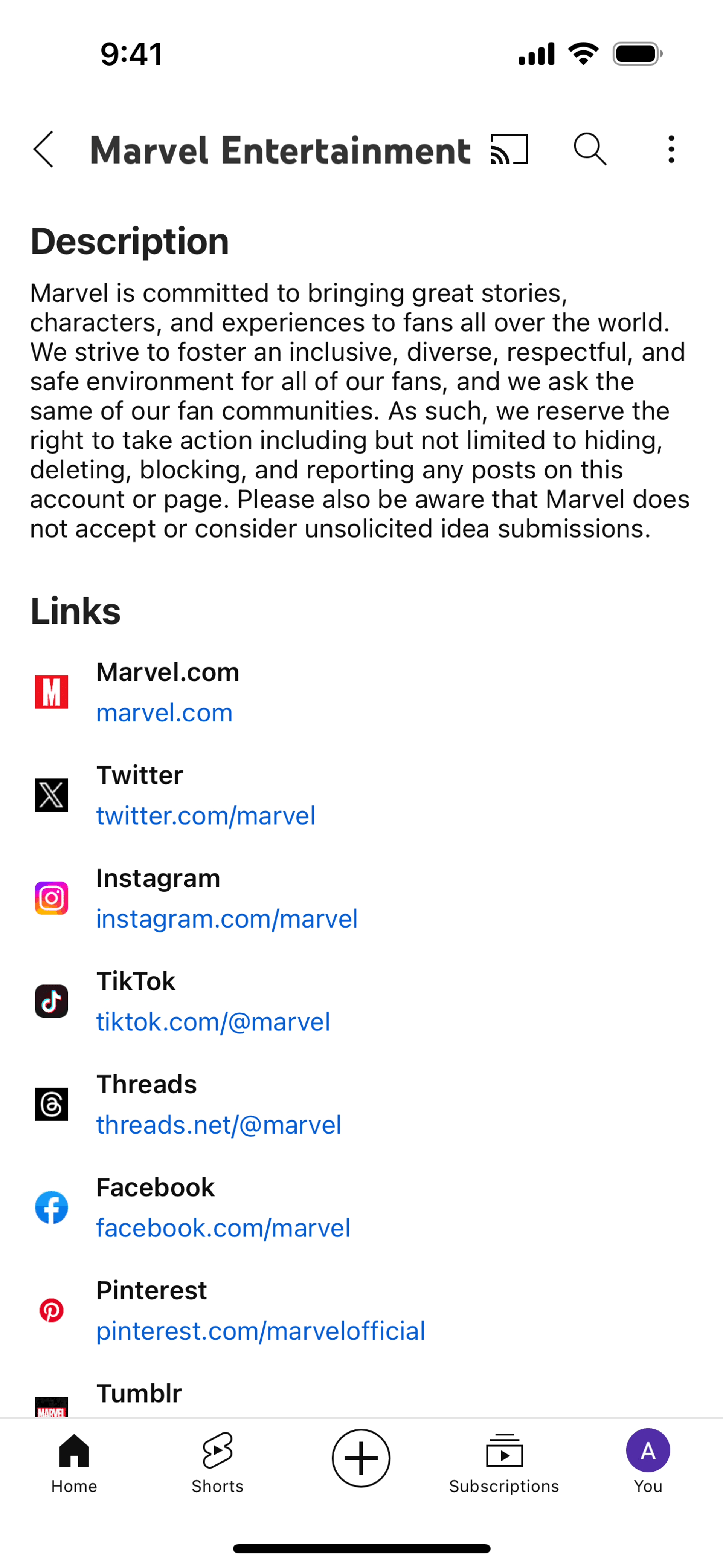 YouTube iOS Photo & Video interface screenshot 13