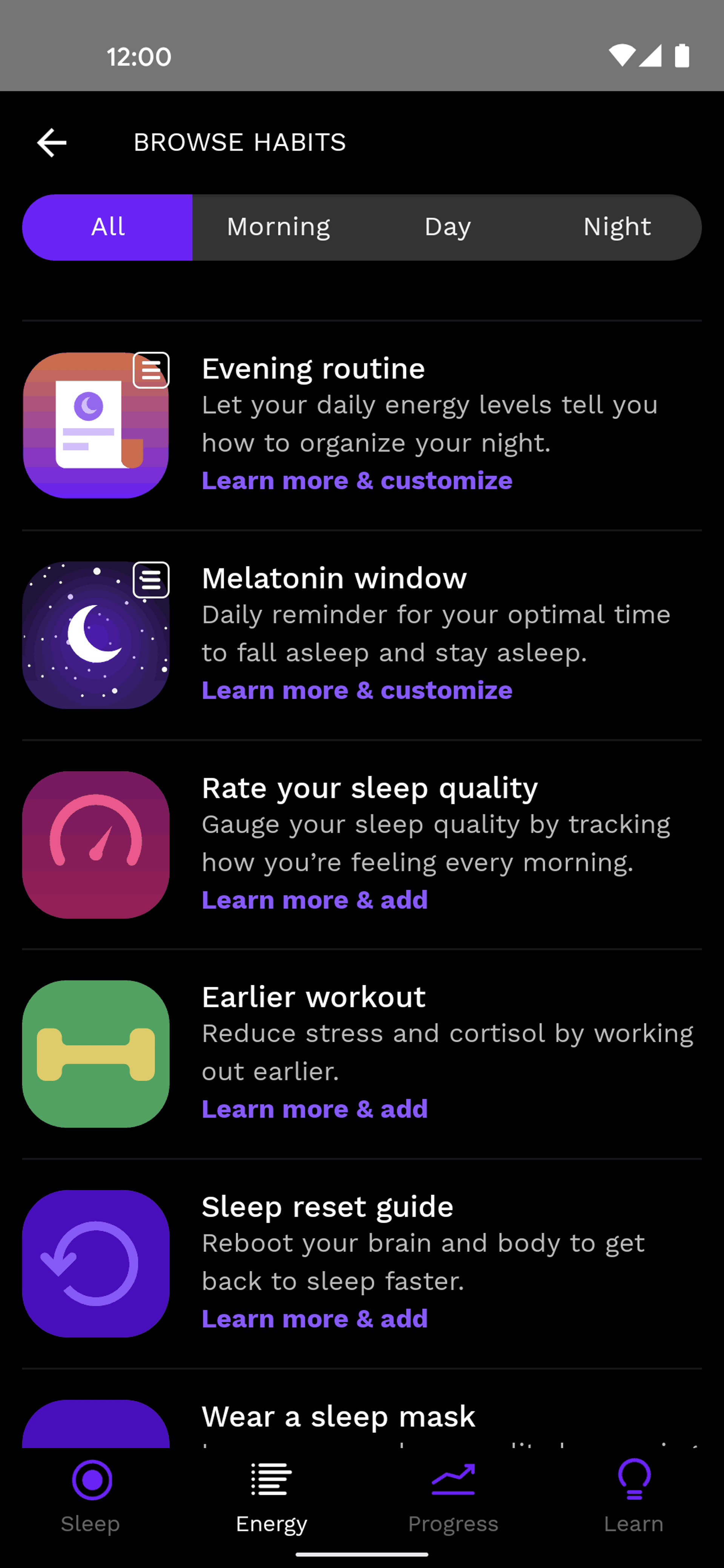 Rise Android Health & Fitness interface screenshot 23