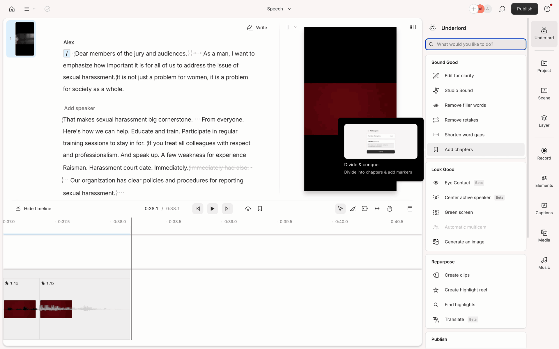 Descript Web Photo & Video interface screenshot 20