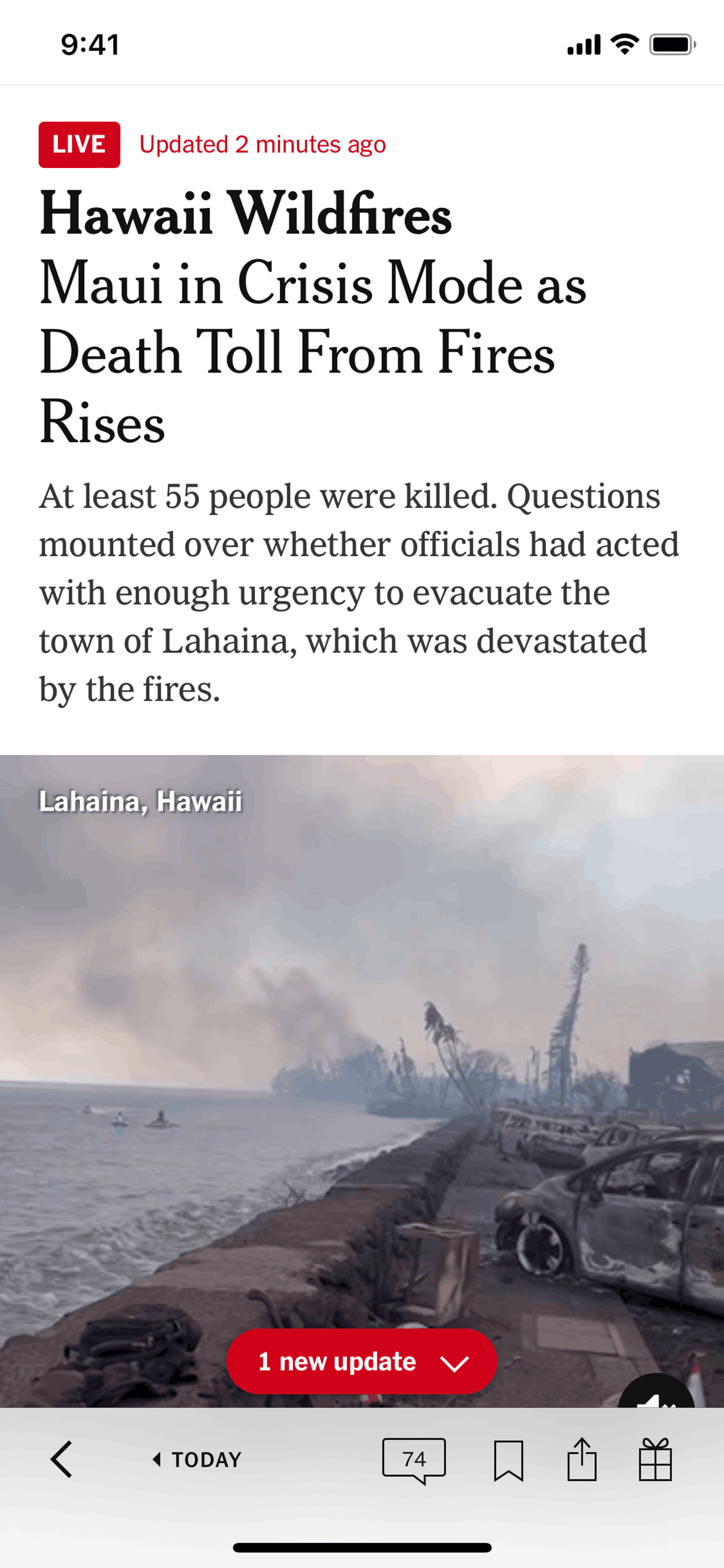 The New York Times iOS News interface screenshot 21