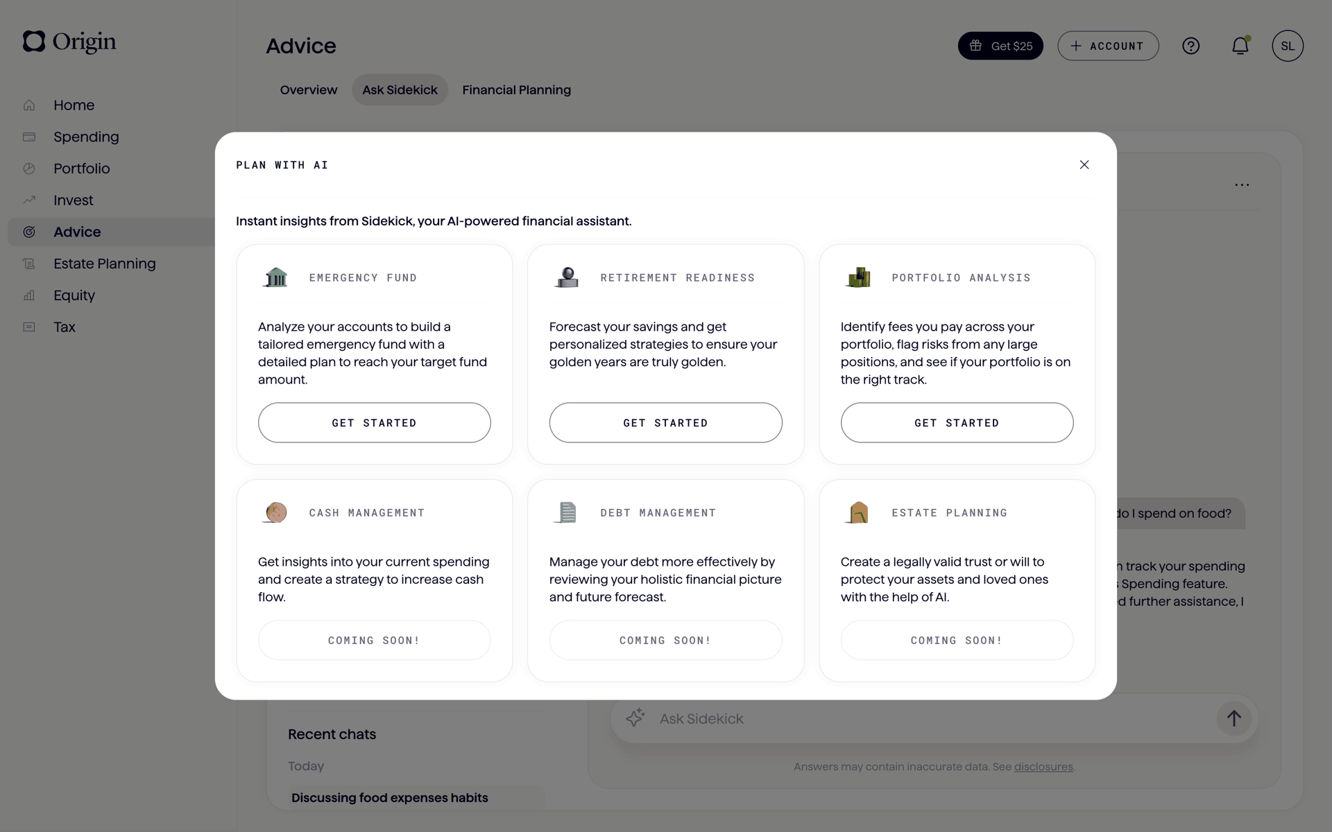 Origin Web Finance interface screenshot 22