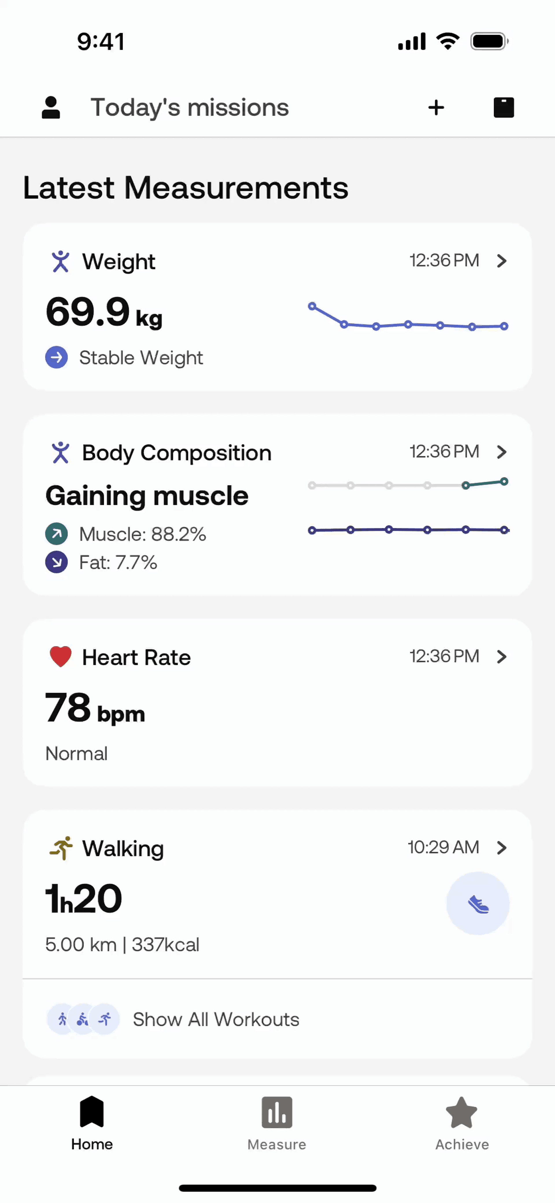 Withings Health Mate iOS Health & Fitness interface screenshot 2
