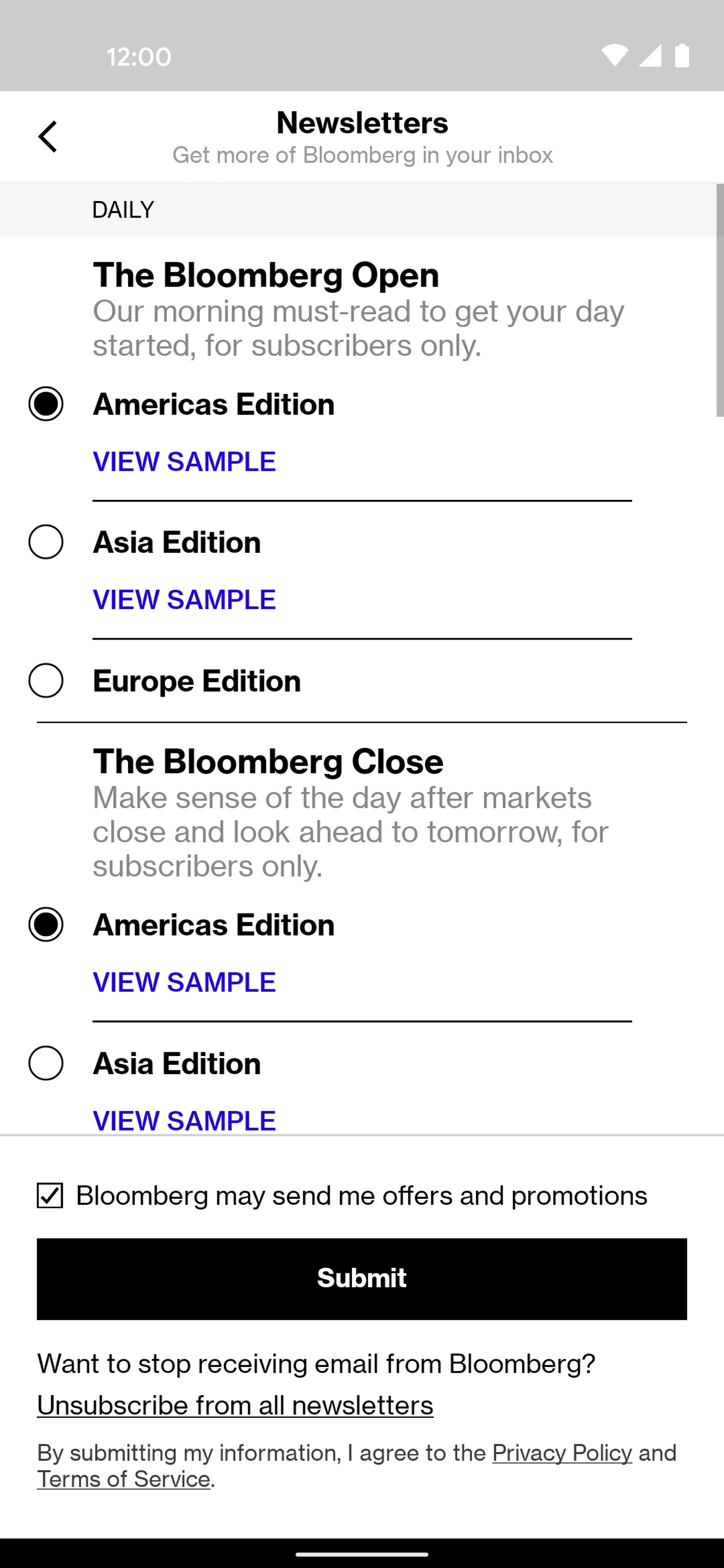 Bloomberg Android News interface screenshot 15