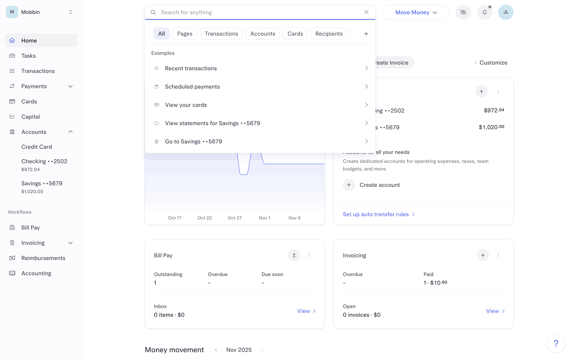 Mercury Web Finance interface screenshot 16