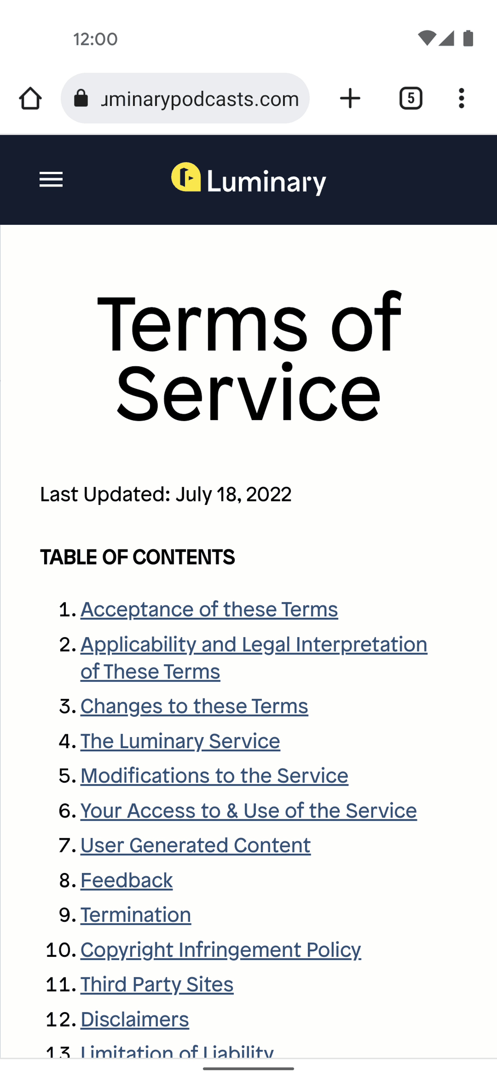 Luminary Android Entertainment interface screenshot 6