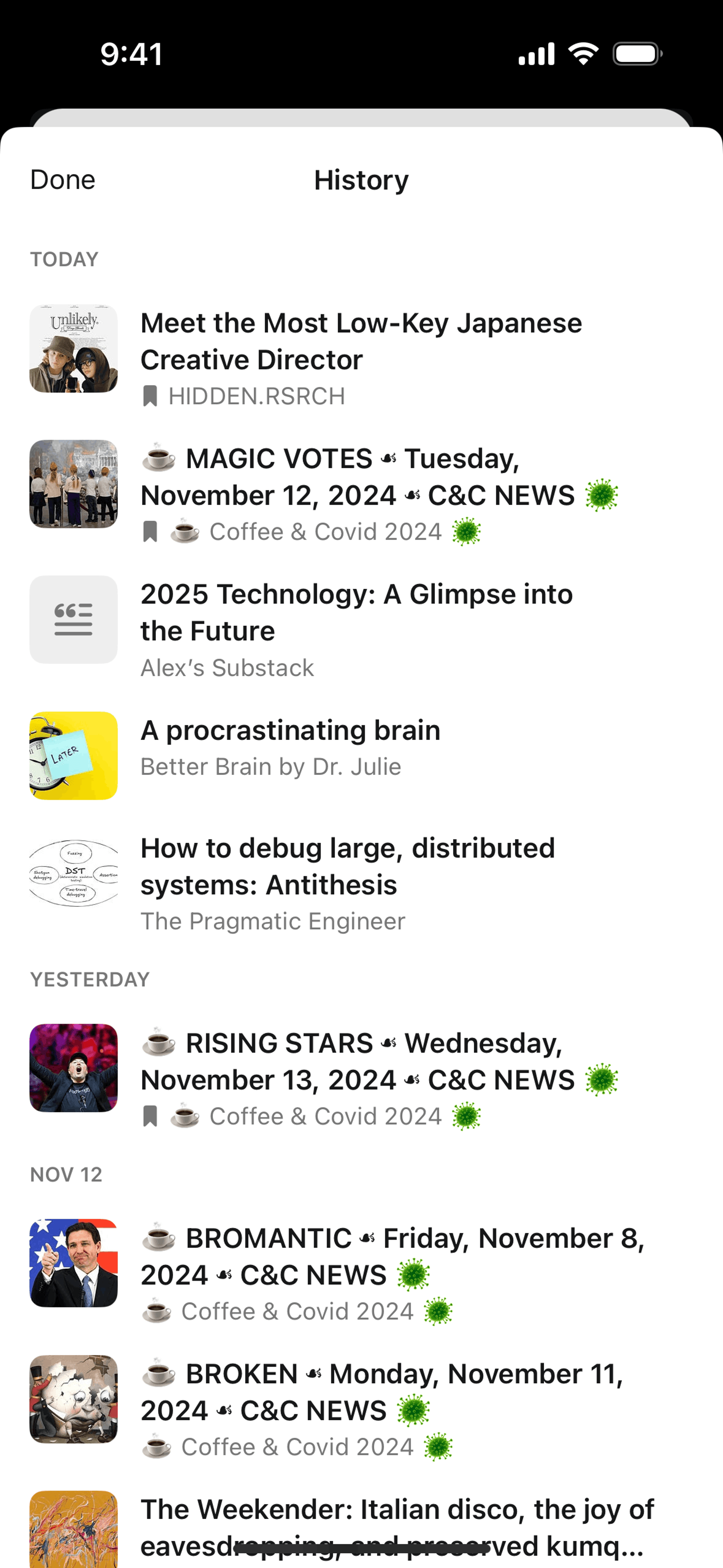 Substack iOS News interface screenshot 19