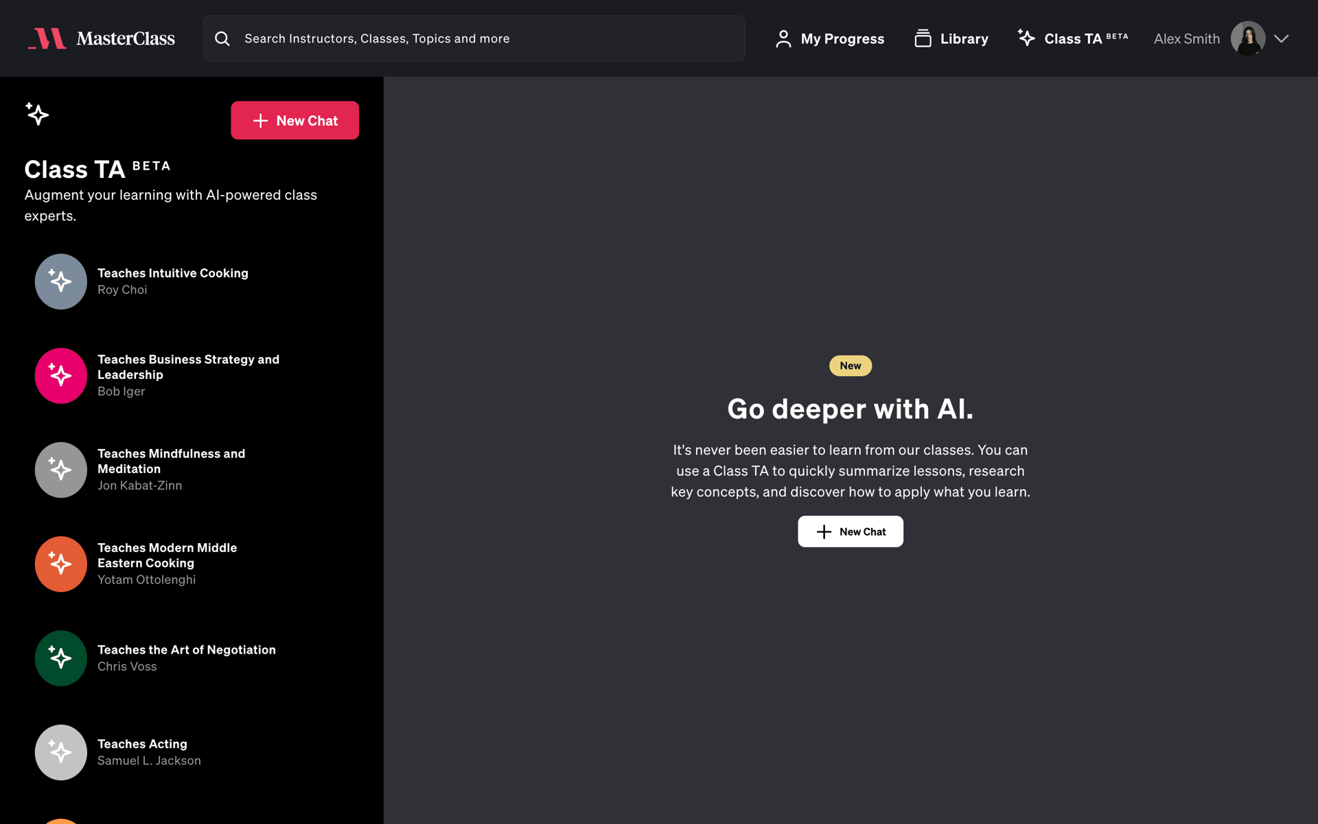 MasterClass Web Business interface screenshot 5
