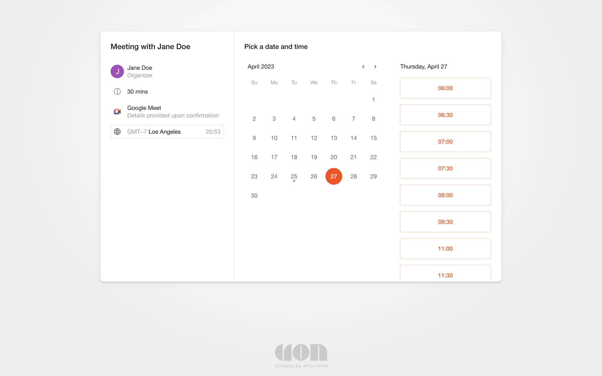 Cron Calendar Web Productivity interface screenshot 3