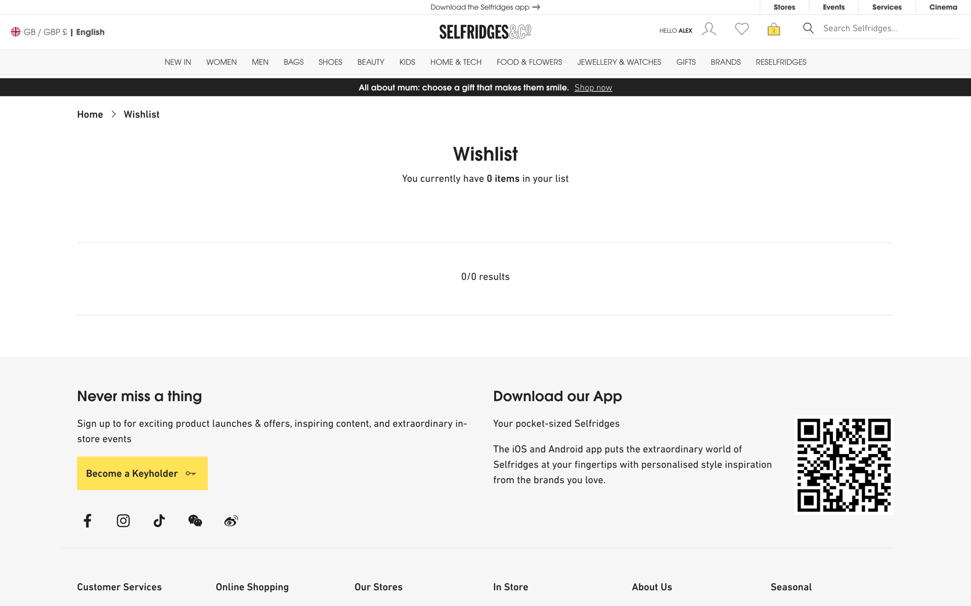 Selfridges Web Shopping interface screenshot 11