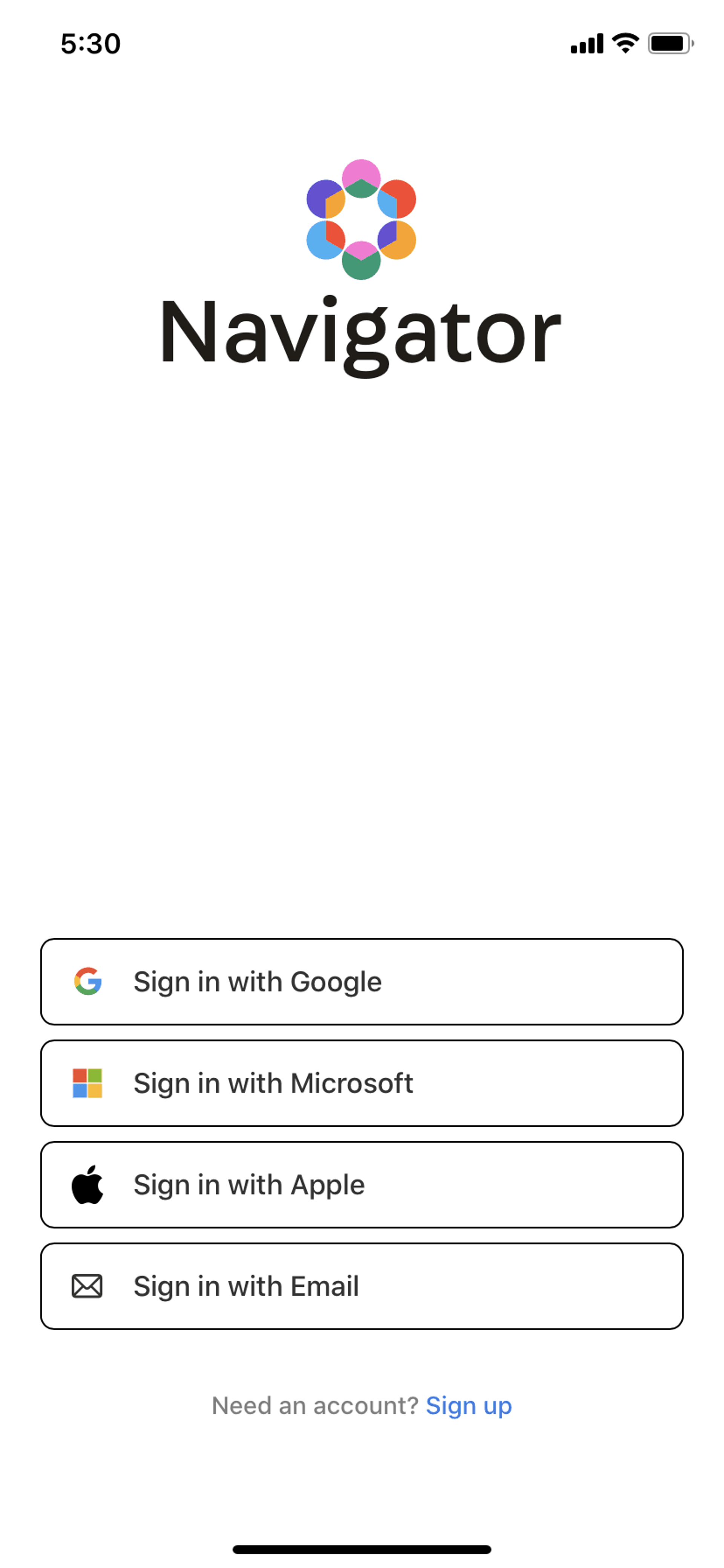 Navigator iOS Productivity interface screenshot 2