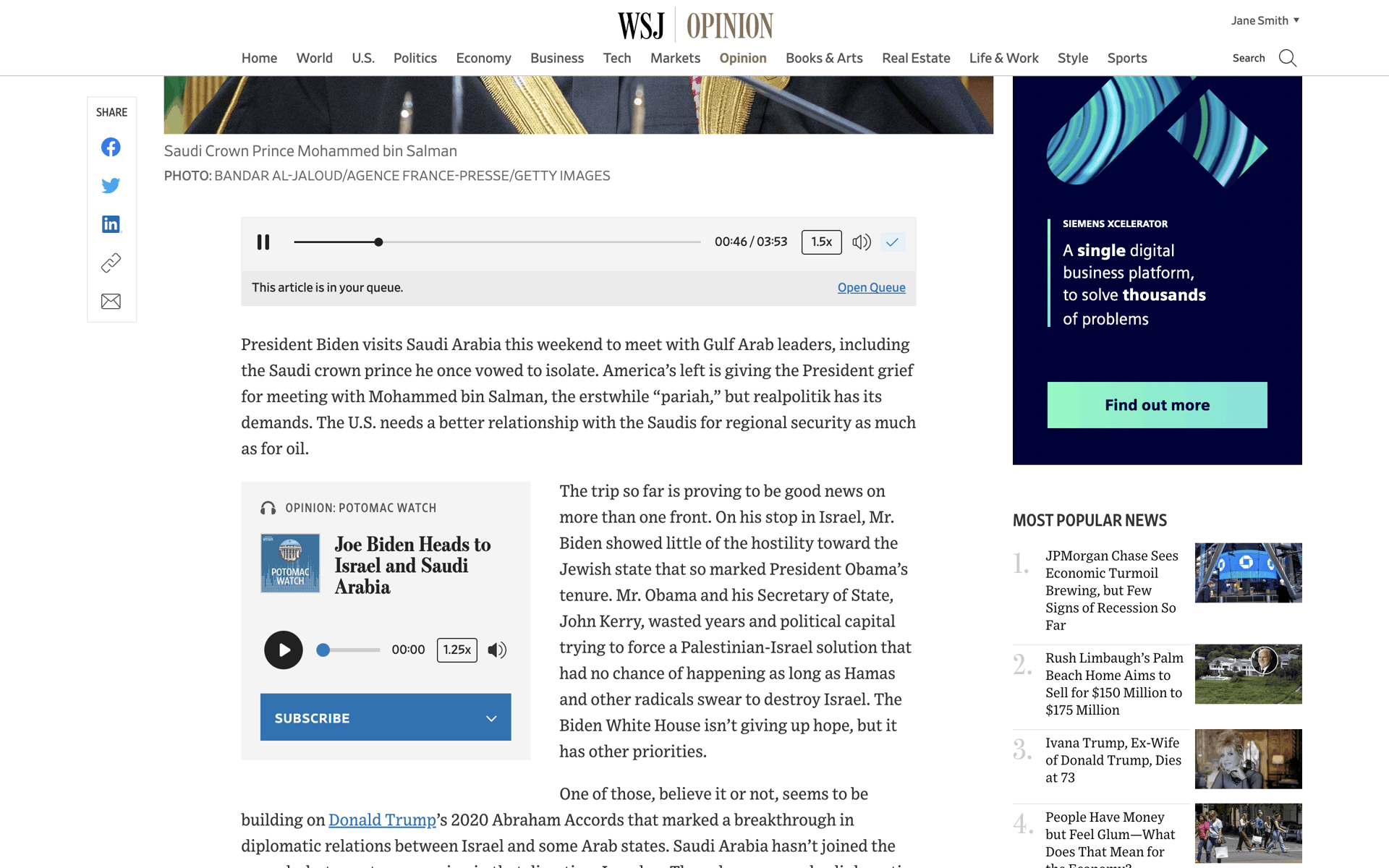WSJ Web News interface screenshot 19