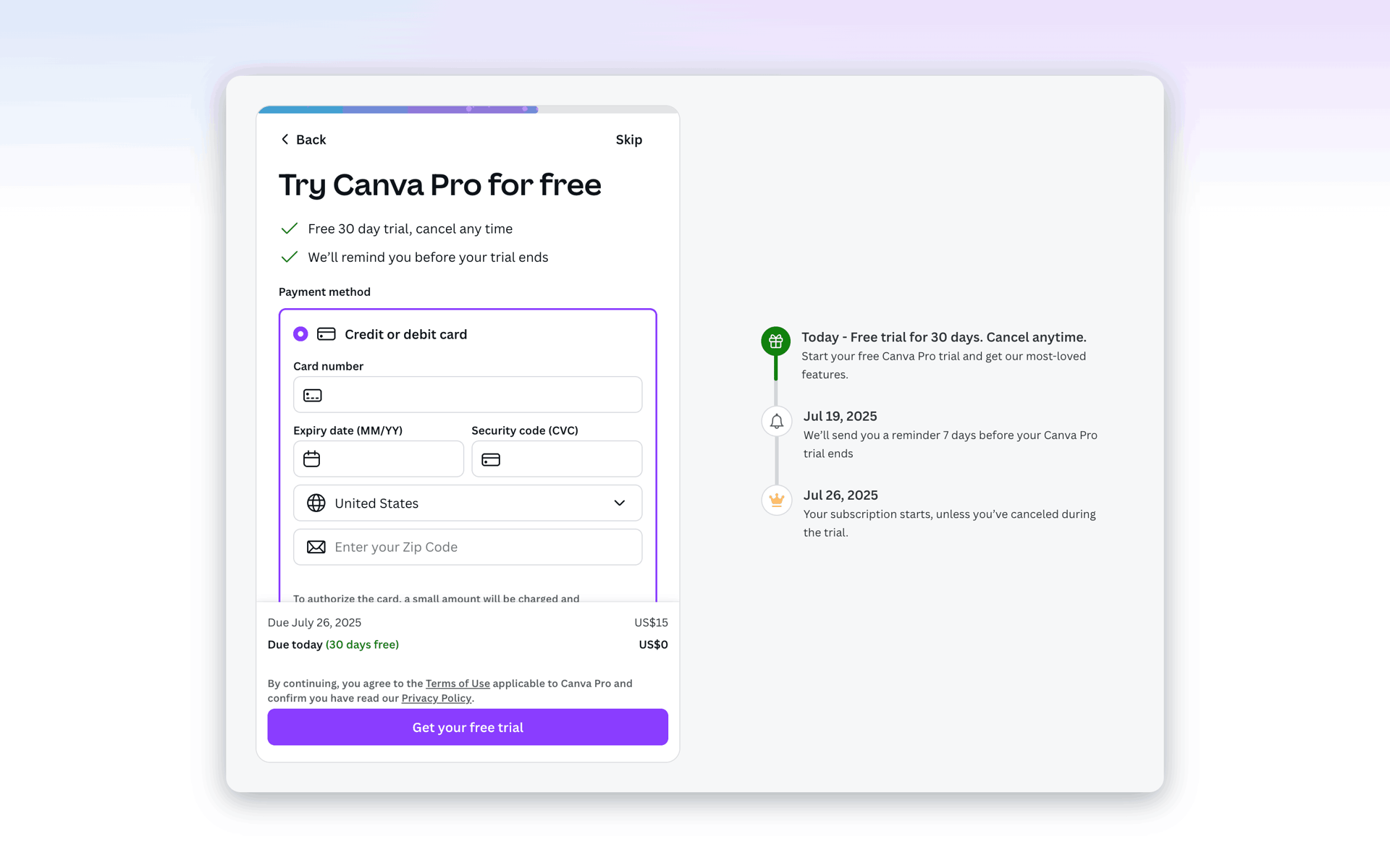 Onboarding on Canva (web) screen 14