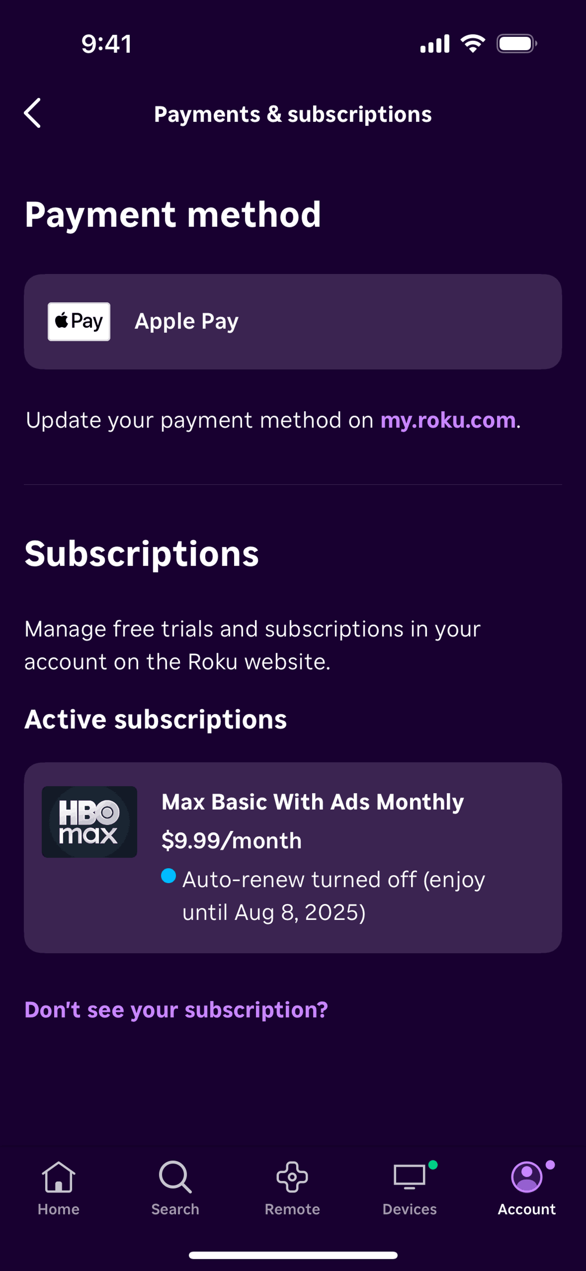 Roku iOS Entertainment interface screenshot 15