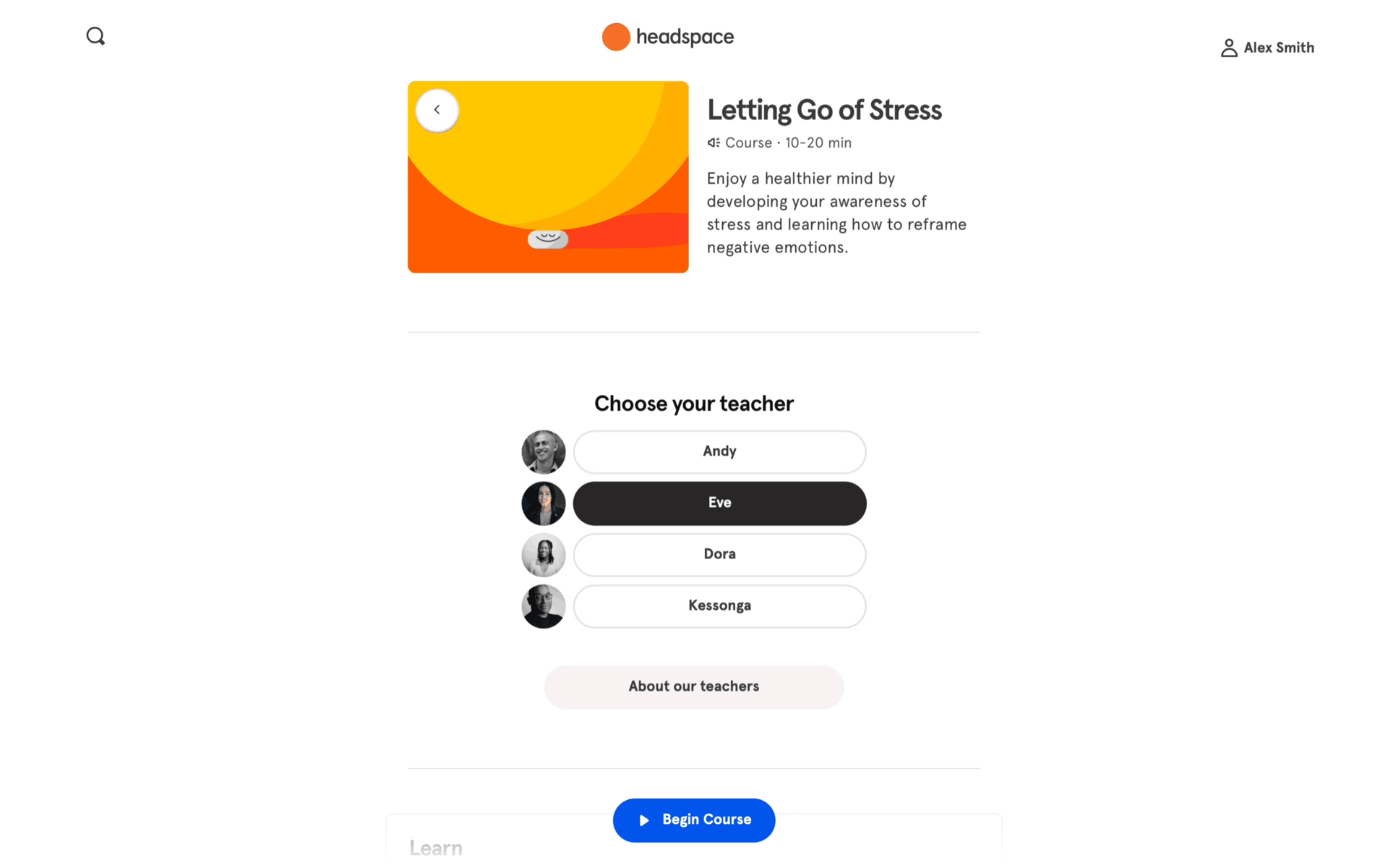 Headspace Web Health & Fitness interface screenshot 10