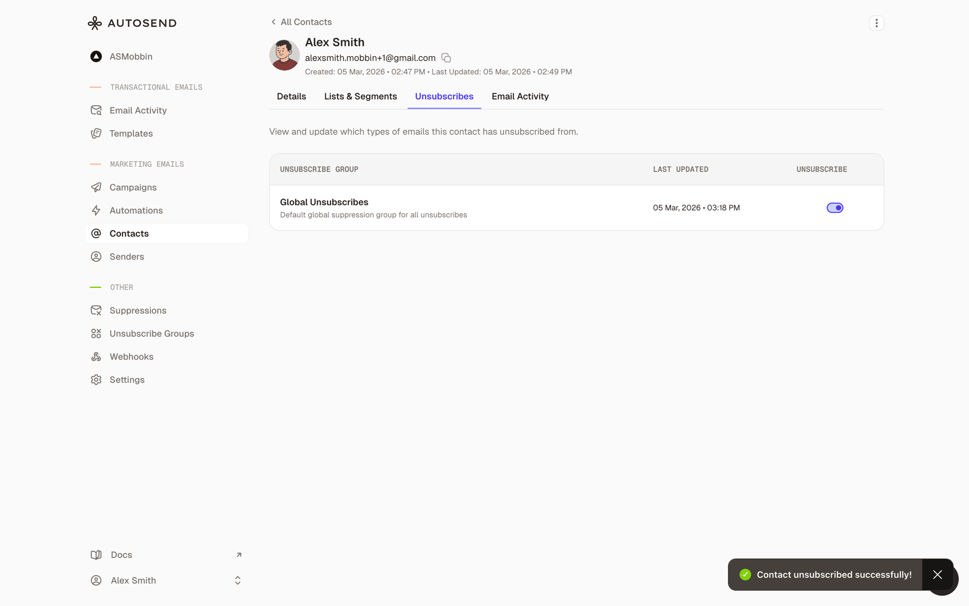 AutoSend Web automated messaging interface screenshot 19