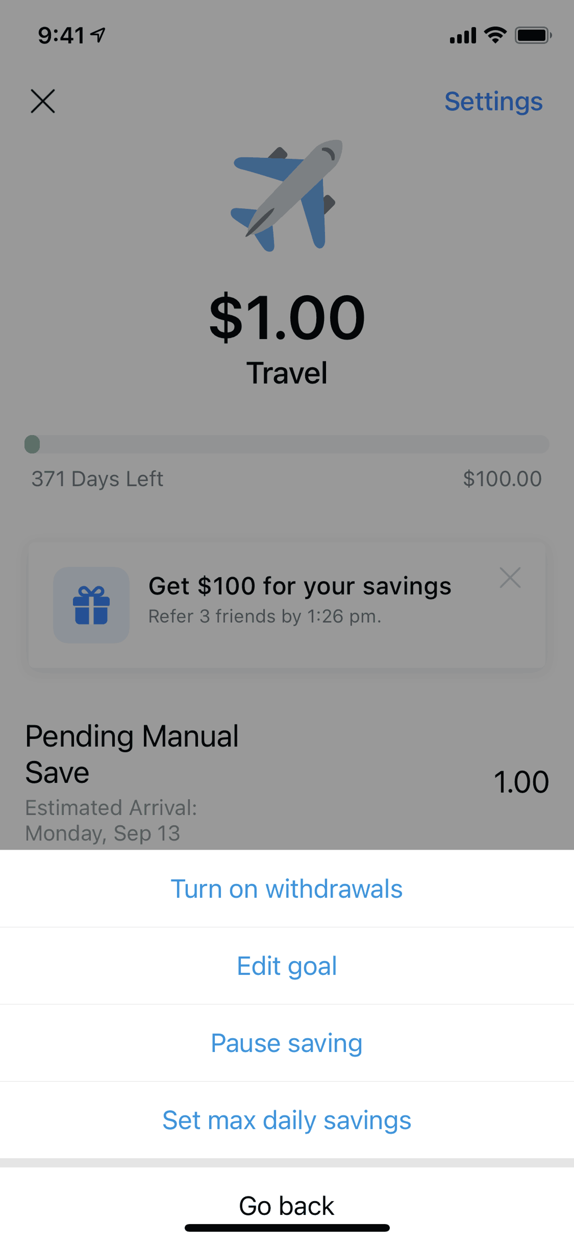 Digit iOS Finance interface screenshot 2