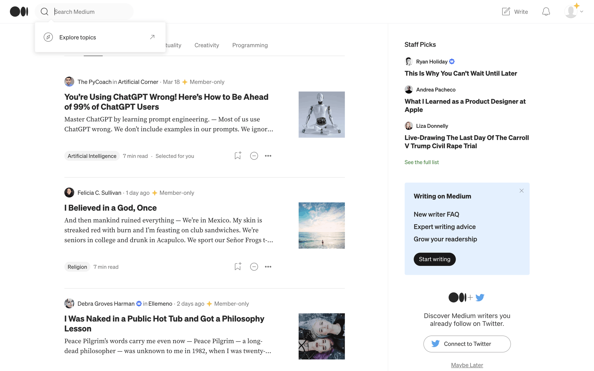Medium Web News interface screenshot 2