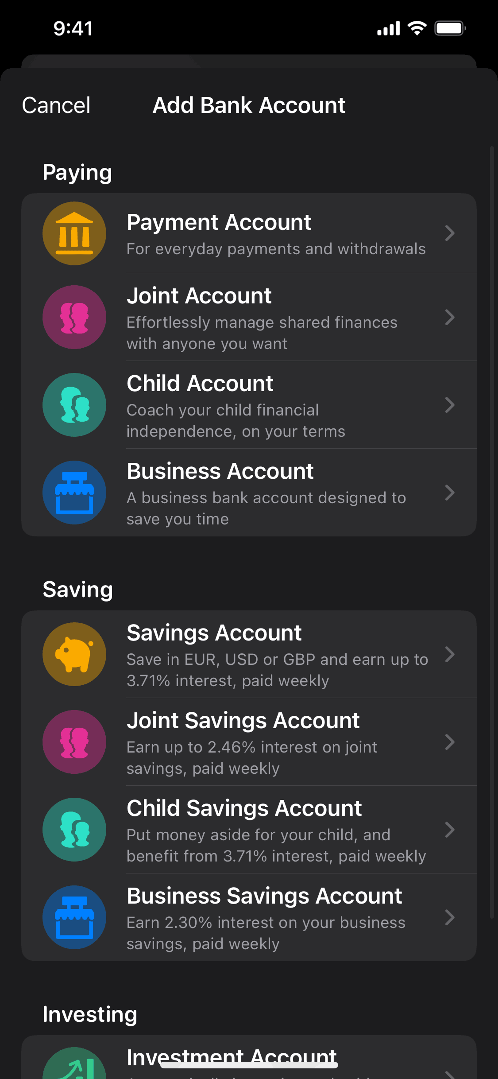bunq iOS Finance interface screenshot 6