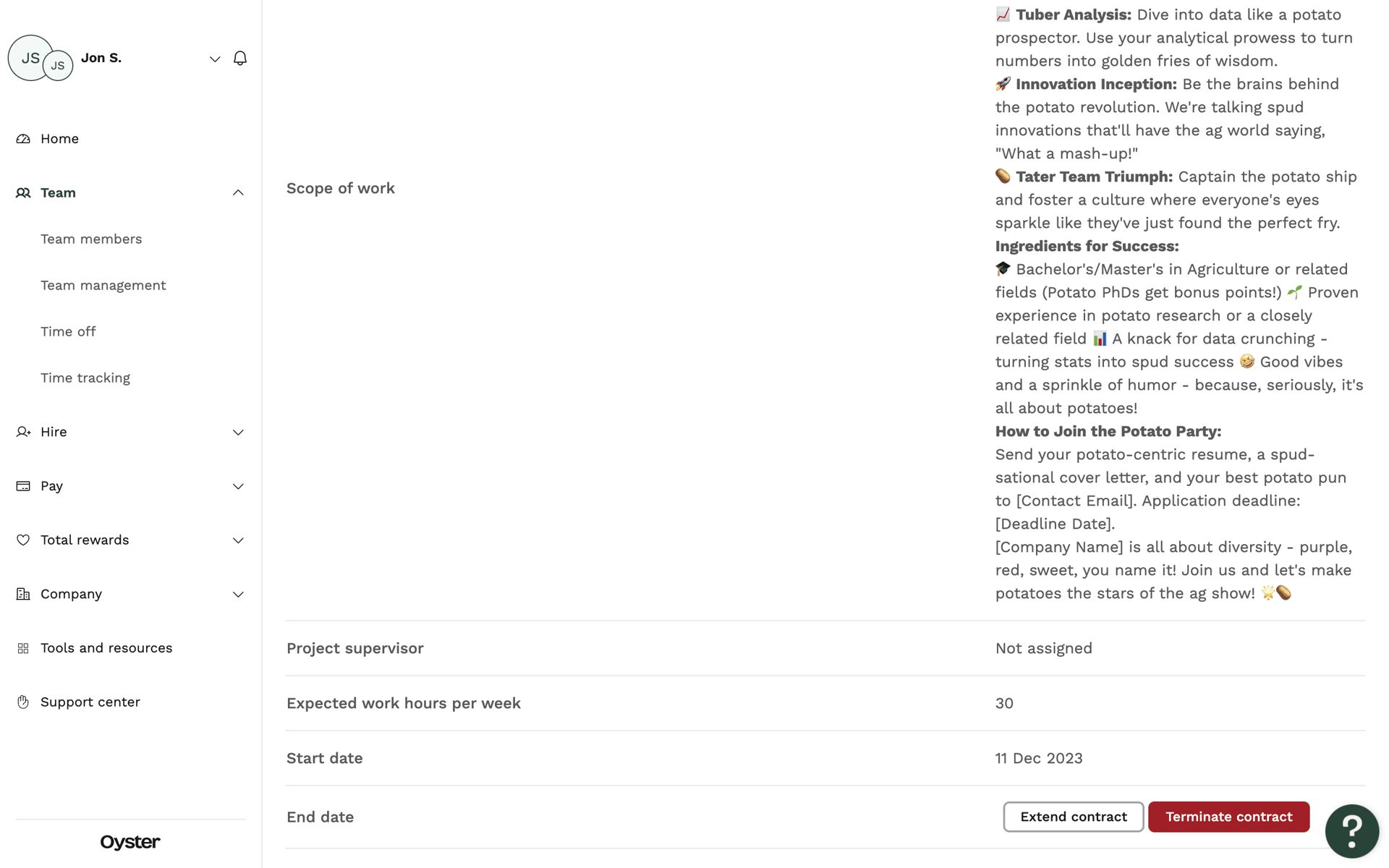Oyster Web Business interface screenshot 13
