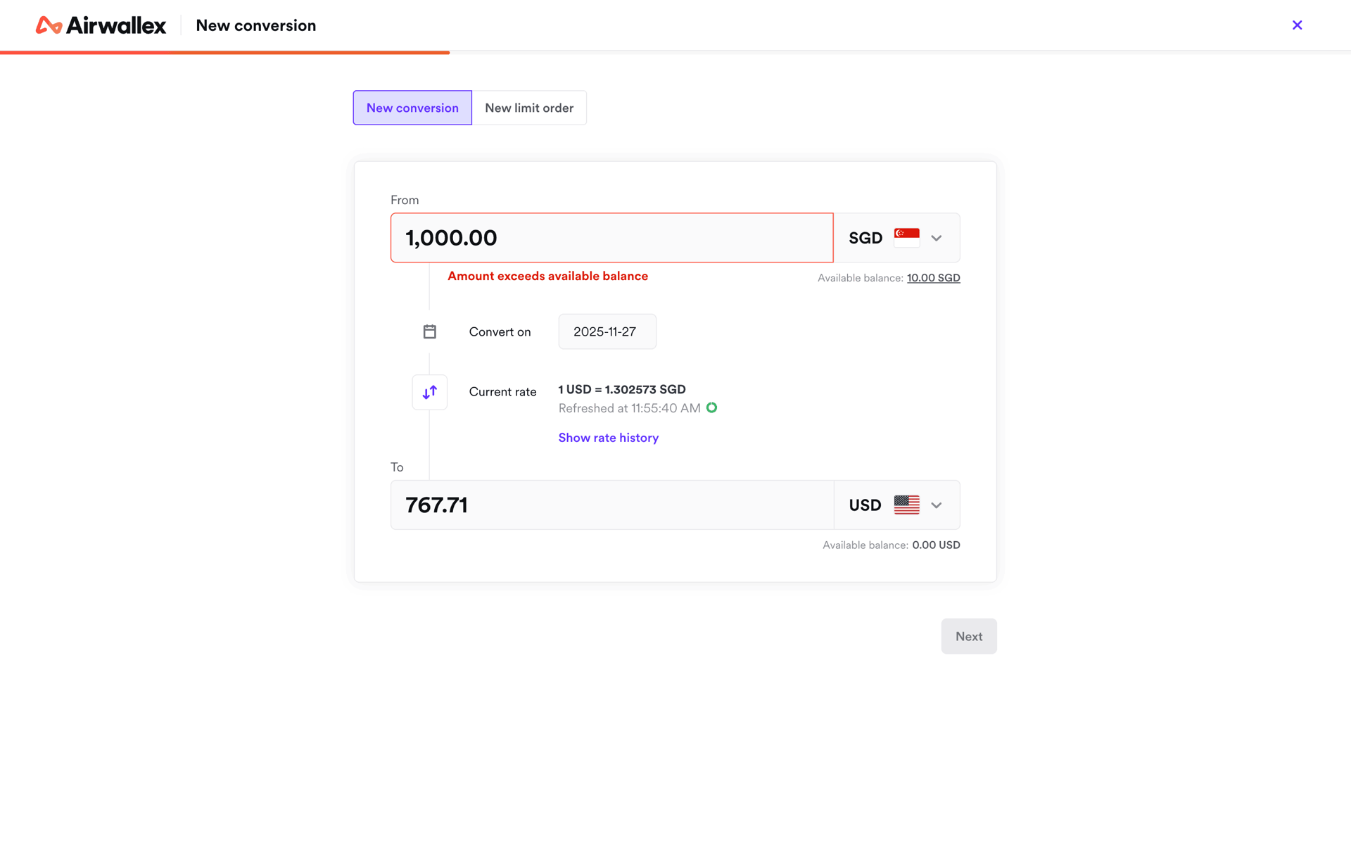 Airwallex Web Finance interface screenshot 18