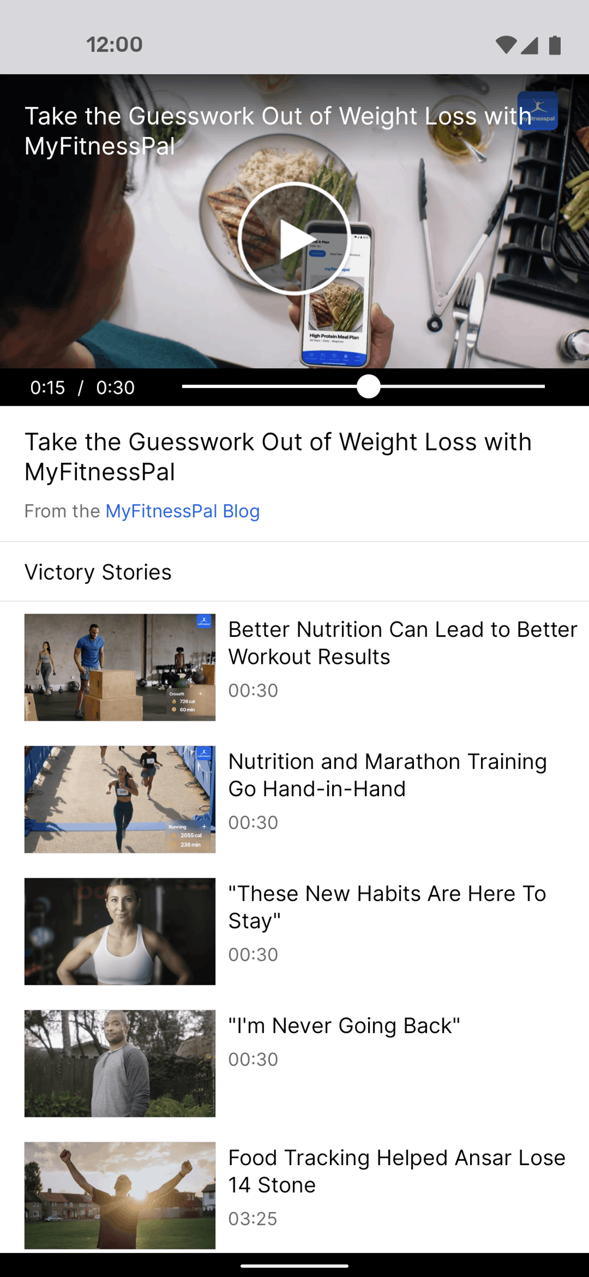 MyFitnessPal Android Health & Fitness interface screenshot 19