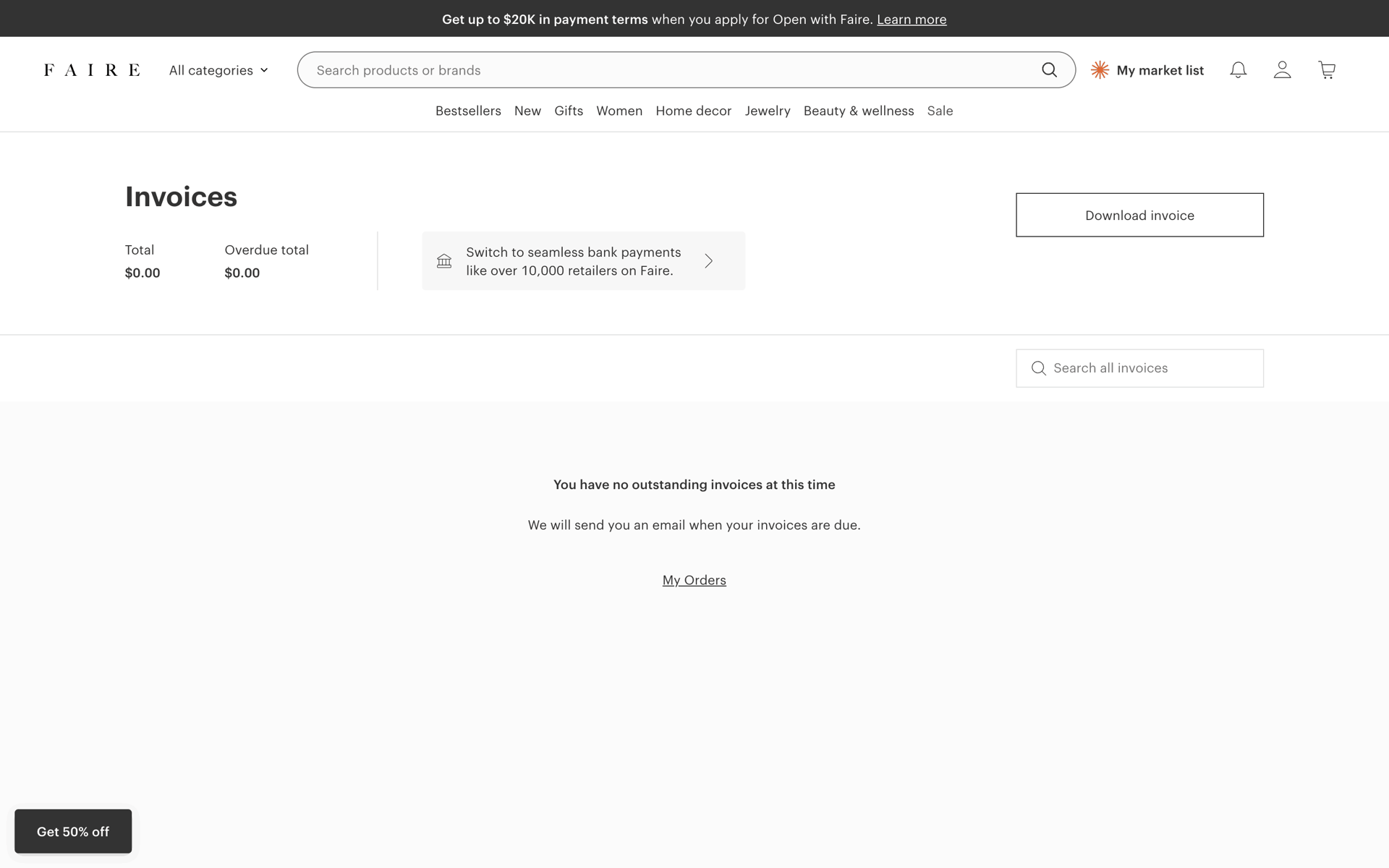 Faire Web Business interface screenshot 19