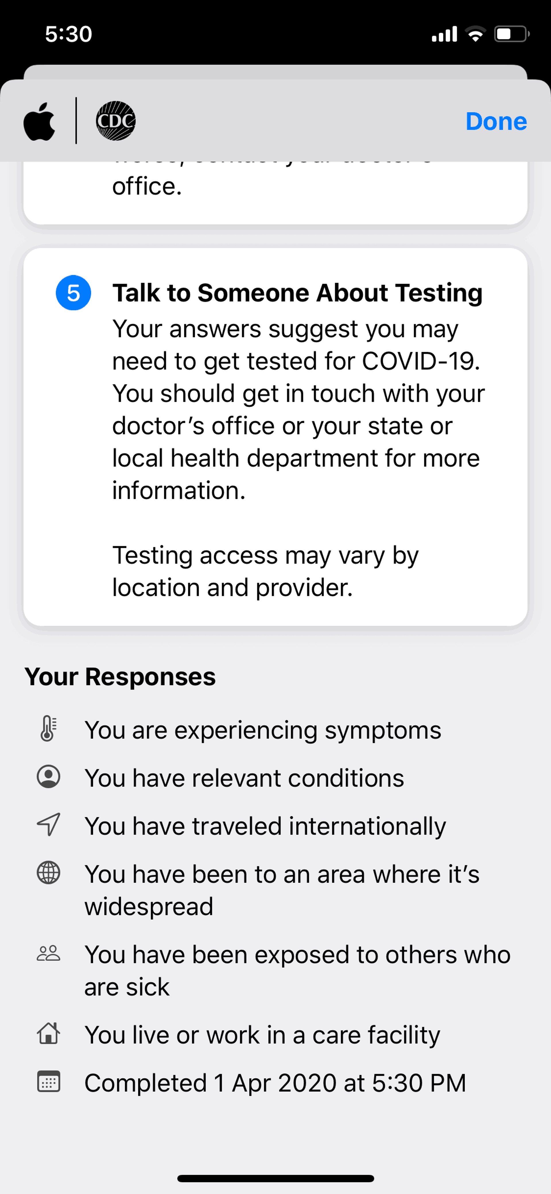 Apple COVID 19 iOS Health & Fitness interface screenshot 17