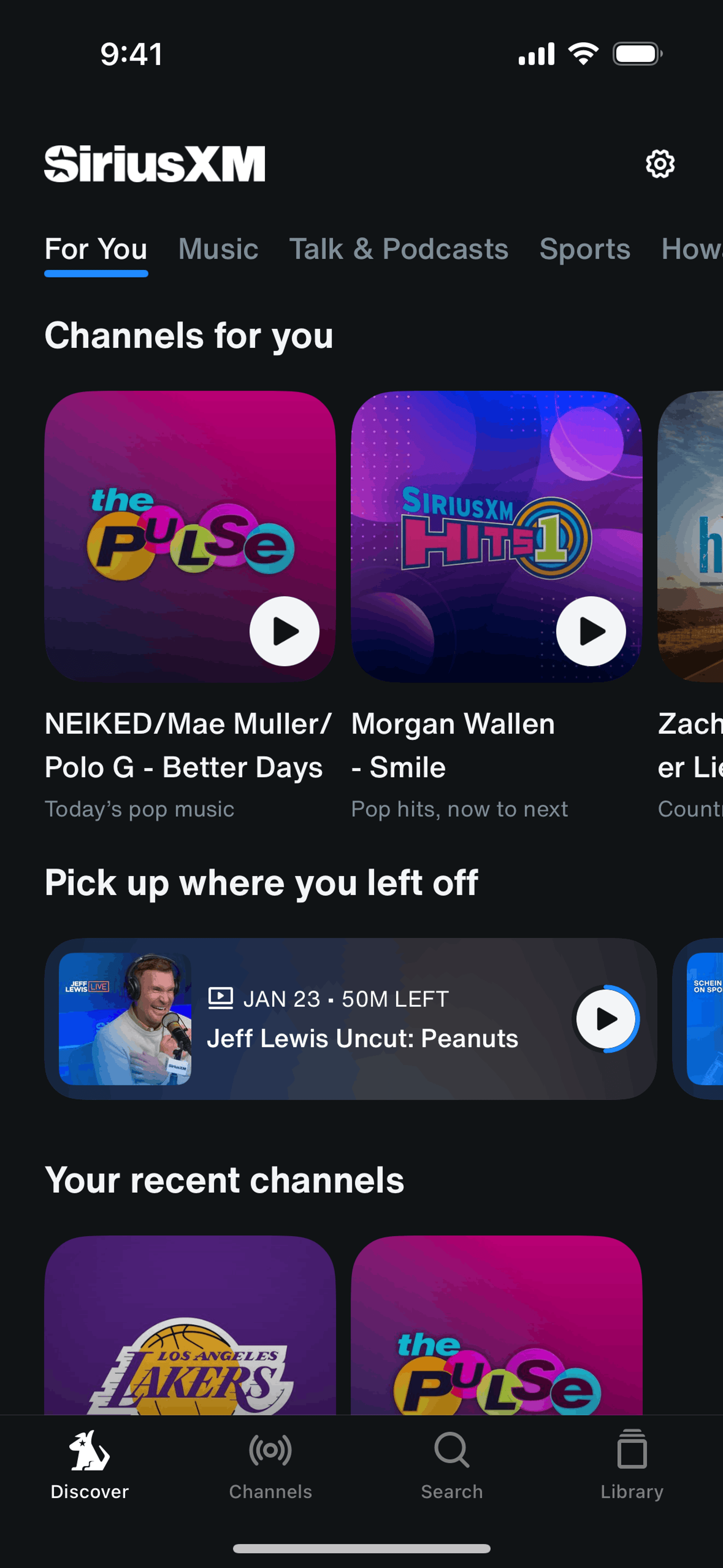SiriusXM iOS Music & Audio interface screenshot 9