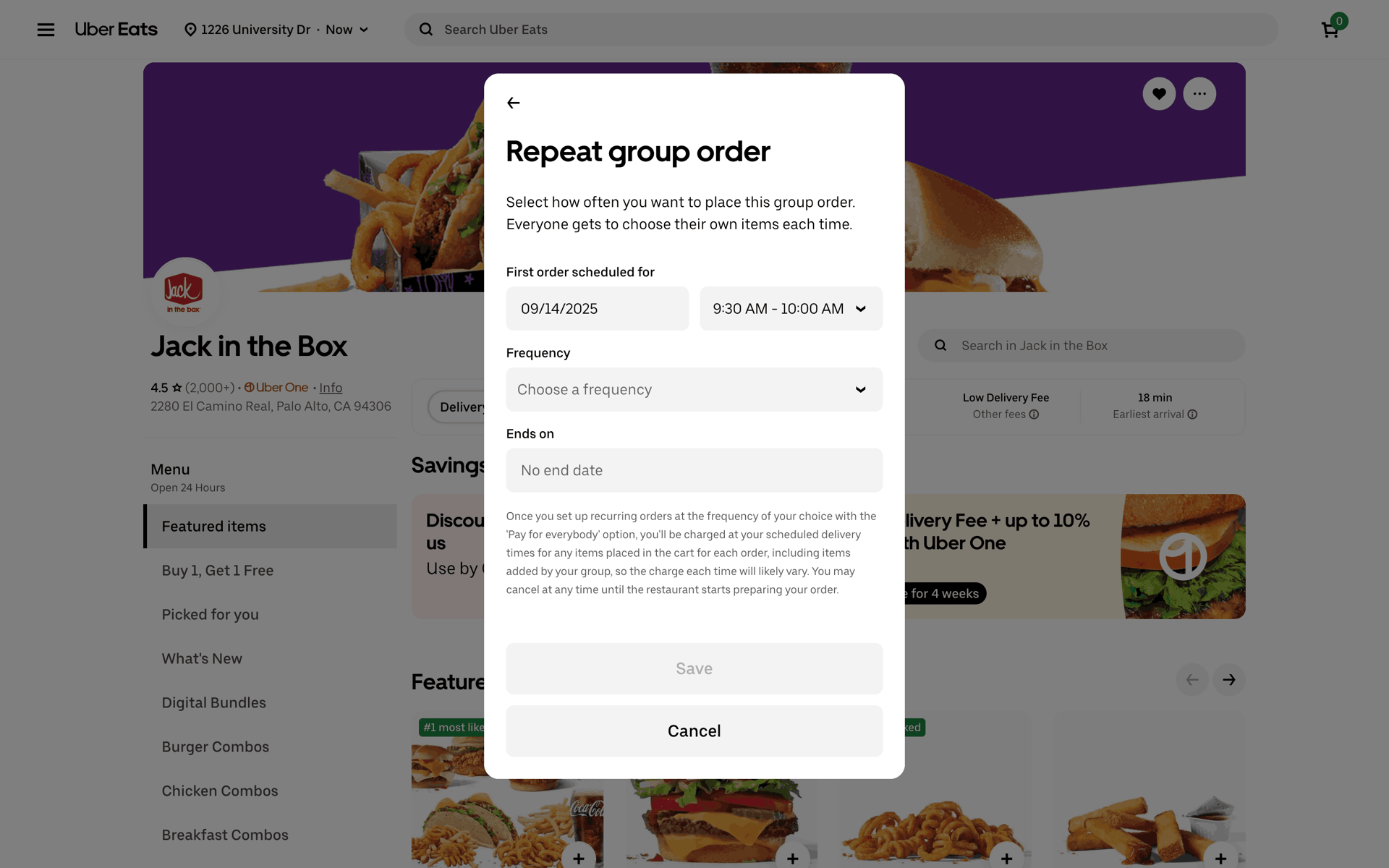 Uber Eats Web Food & Drink interface screenshot 4