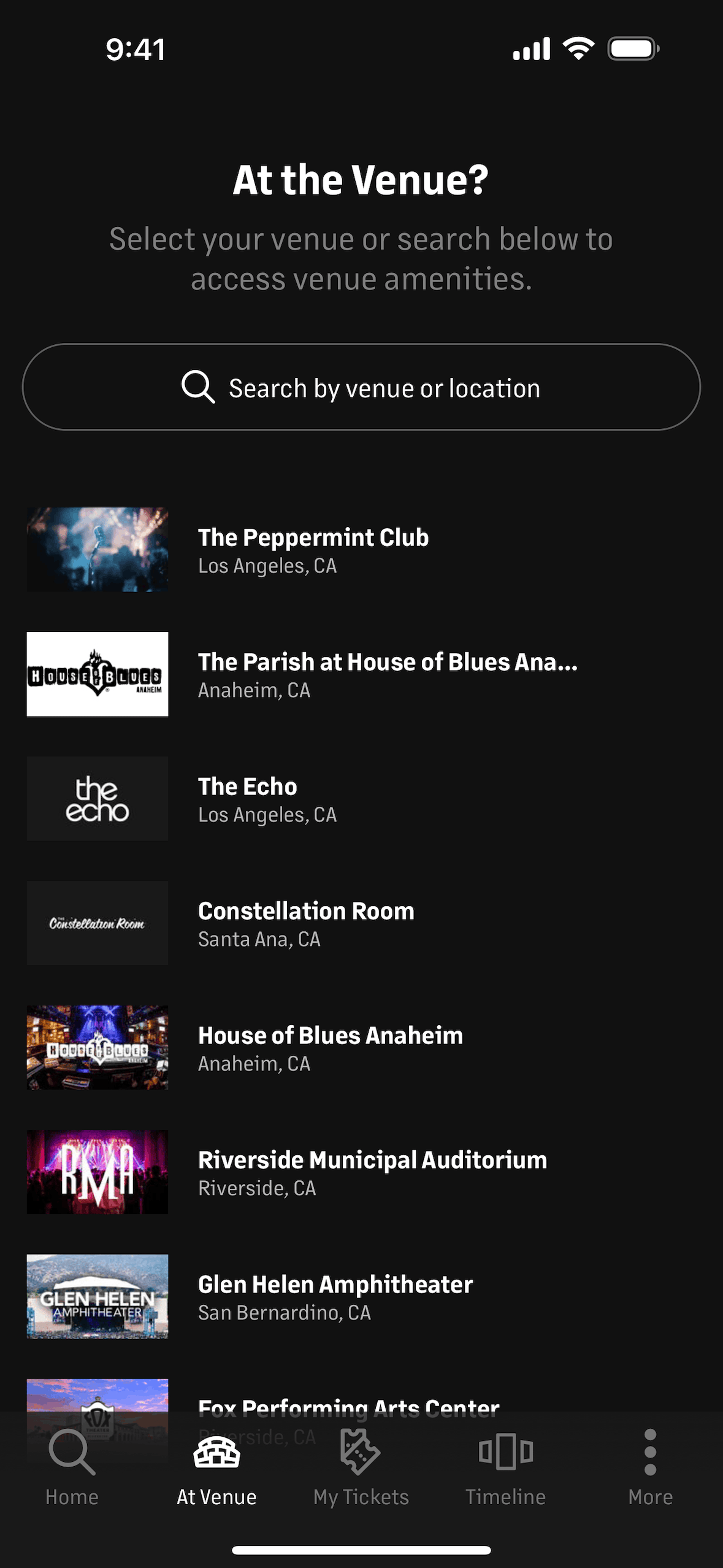 Live Nation iOS Music & Audio interface screenshot 12