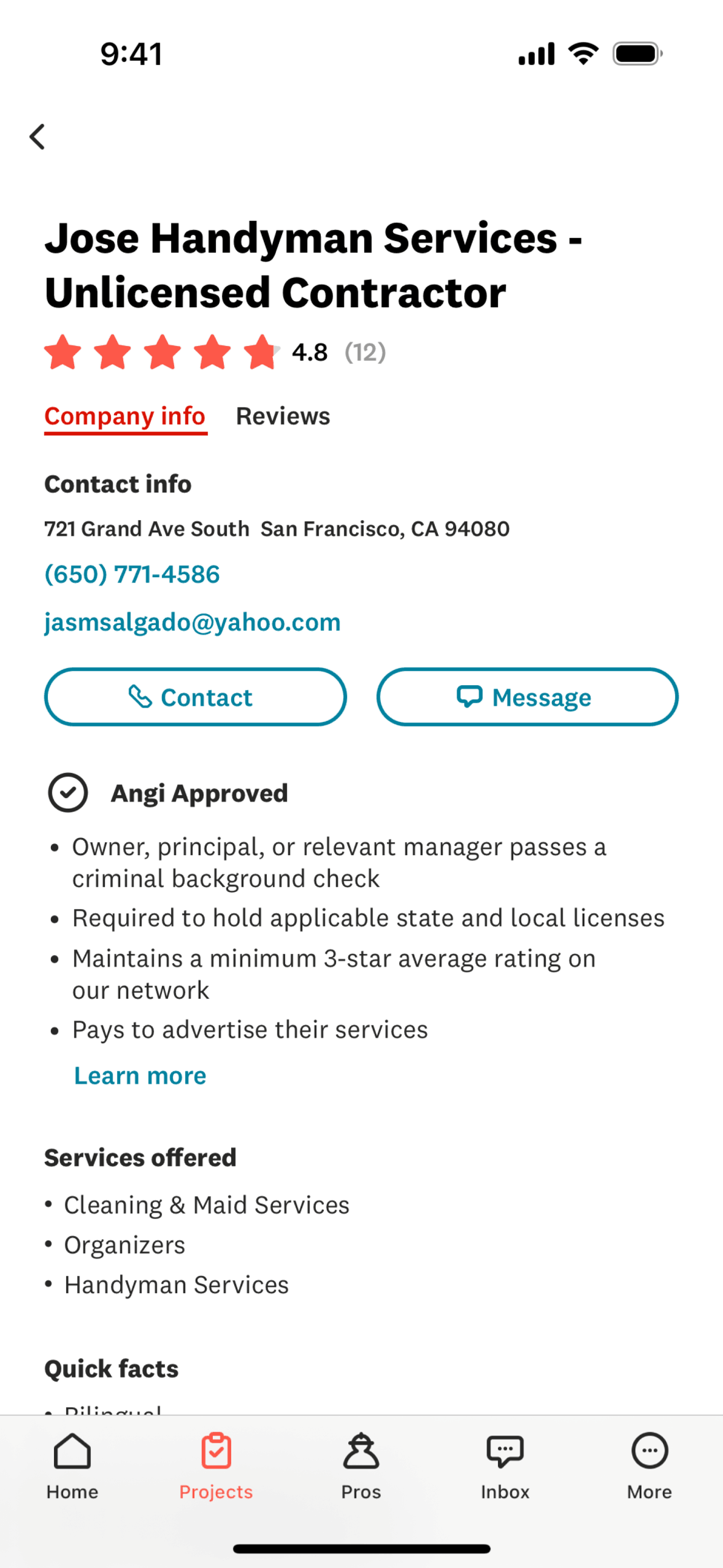 Angi iOS Lifestyle interface screenshot 7