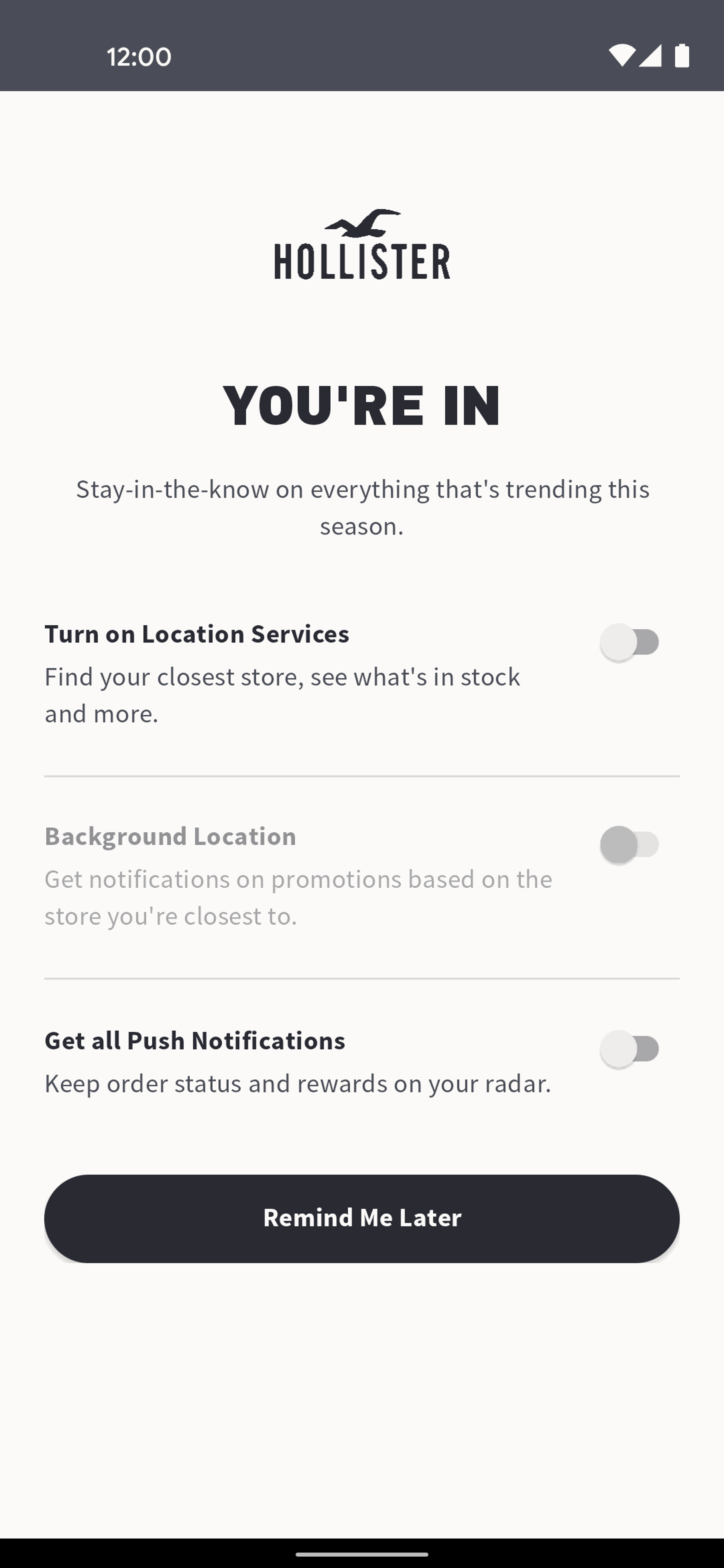 Hollister Co. Android Shopping interface screenshot 11