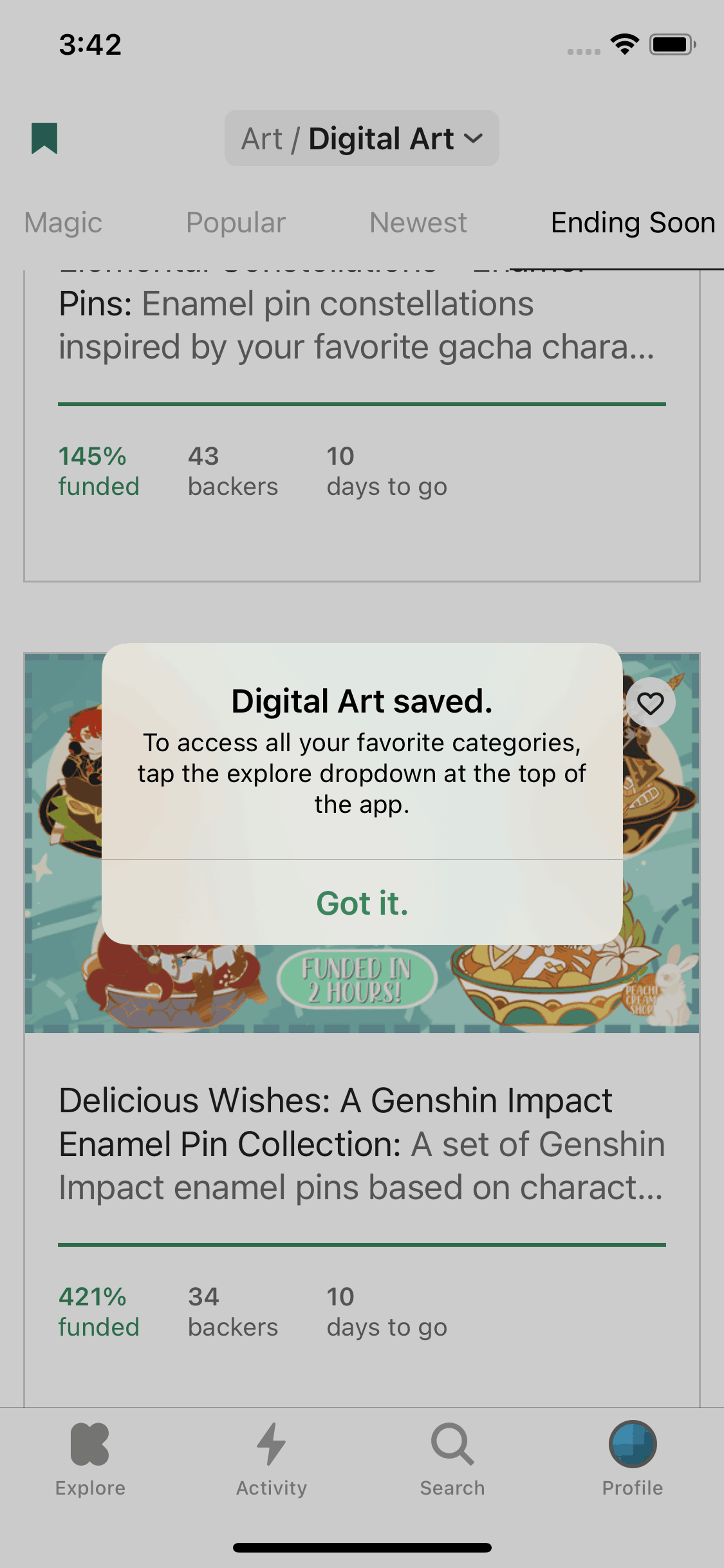 Kickstarter iOS Social Networking interface screenshot 13