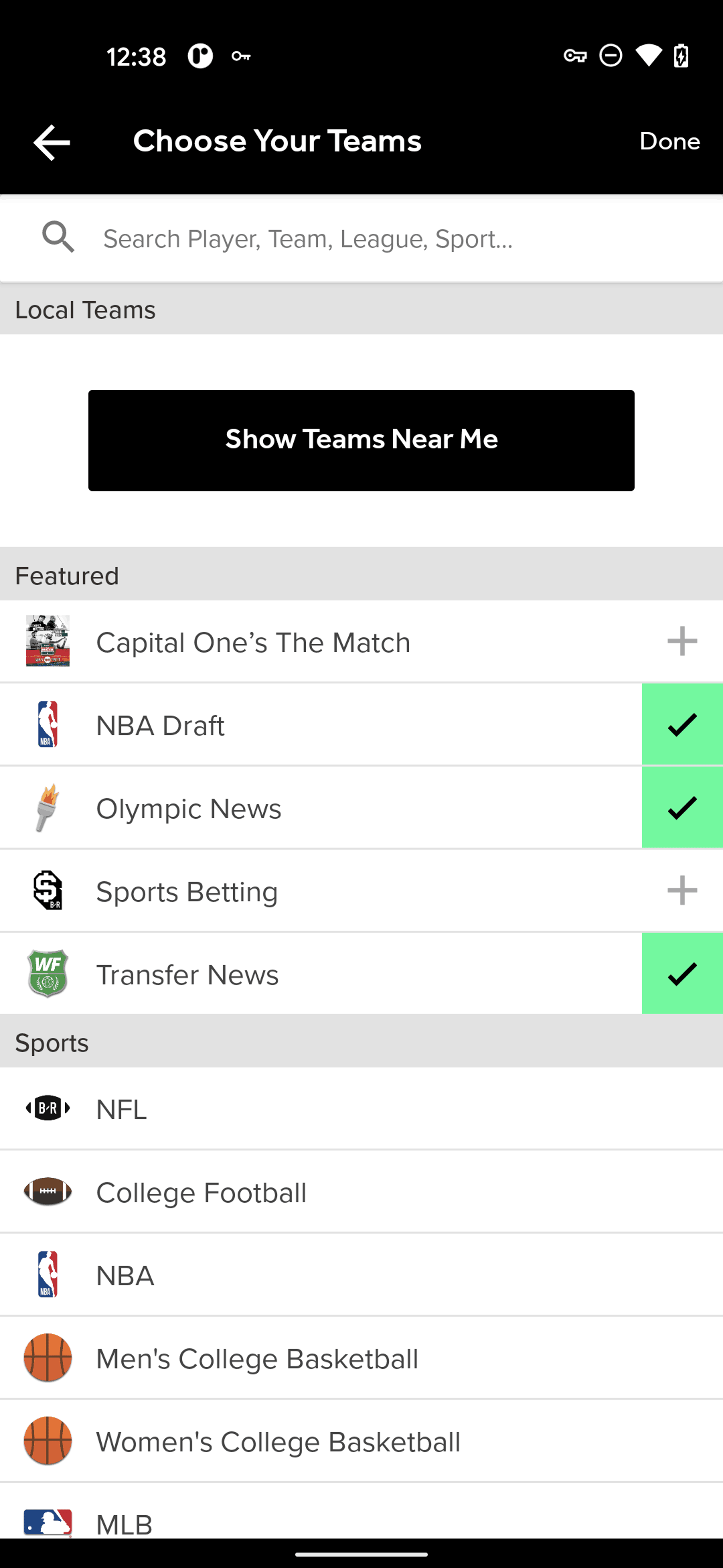 Bleacher Report Android Sports interface screenshot 4
