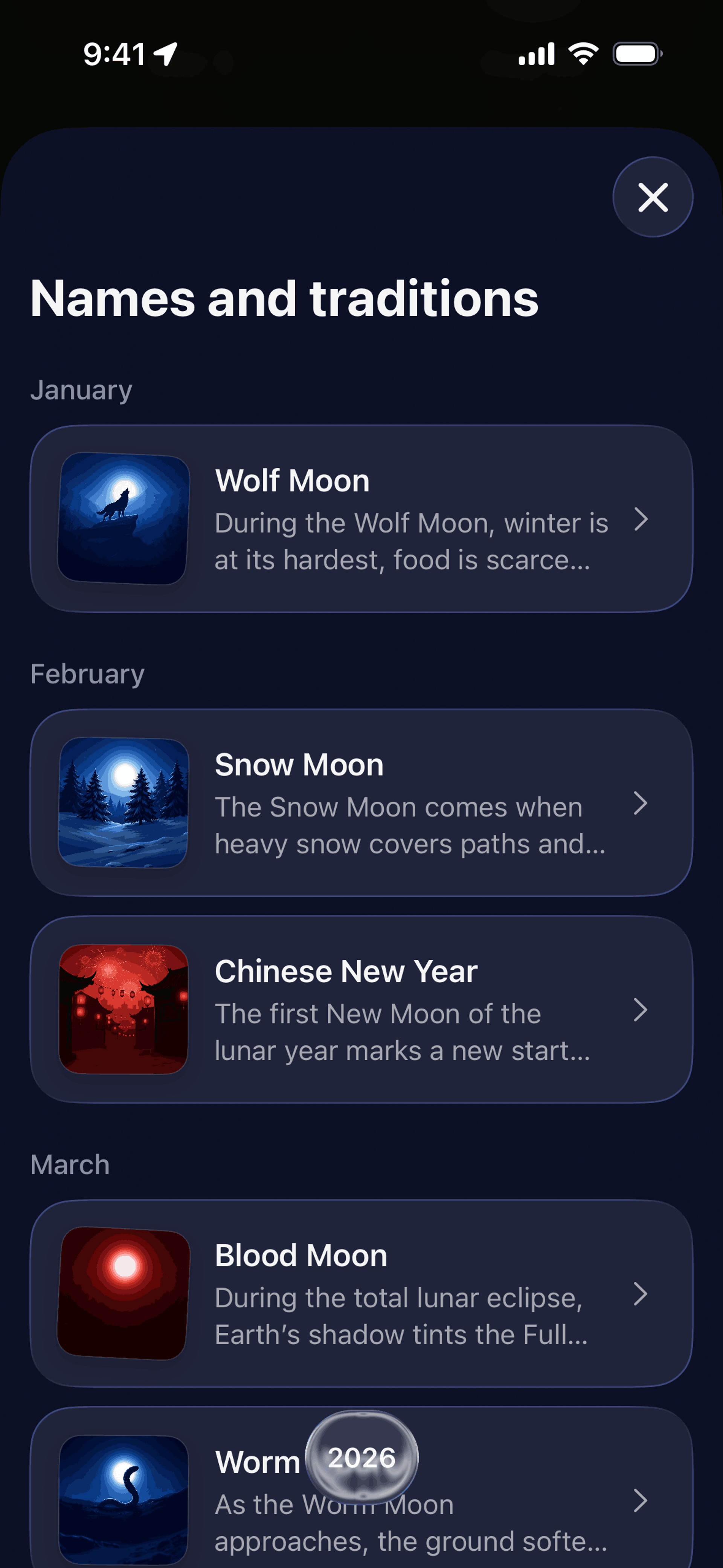 Moonlitt iOS night interface screenshot 21
