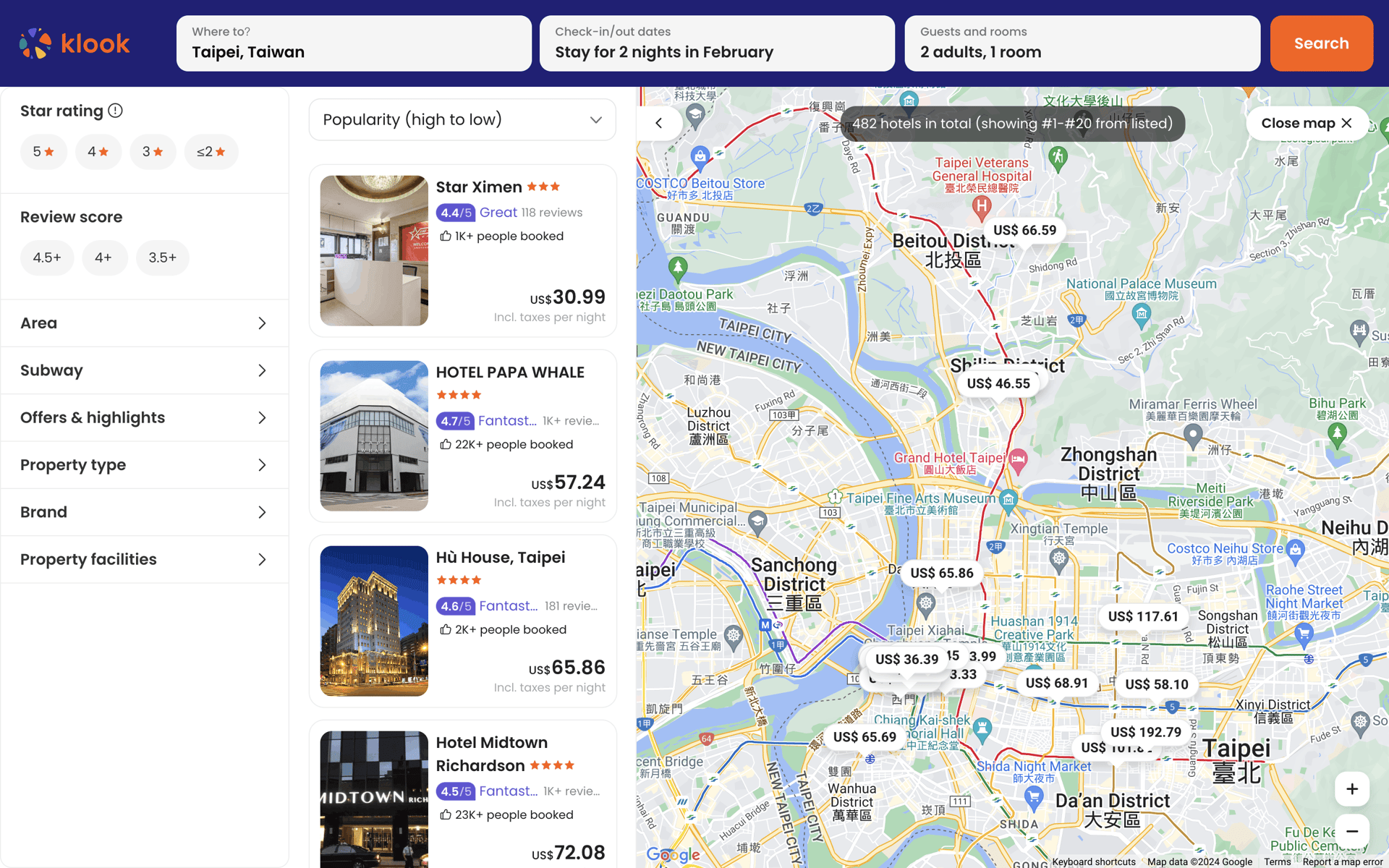 Klook Web Travel & Transportation interface screenshot 16