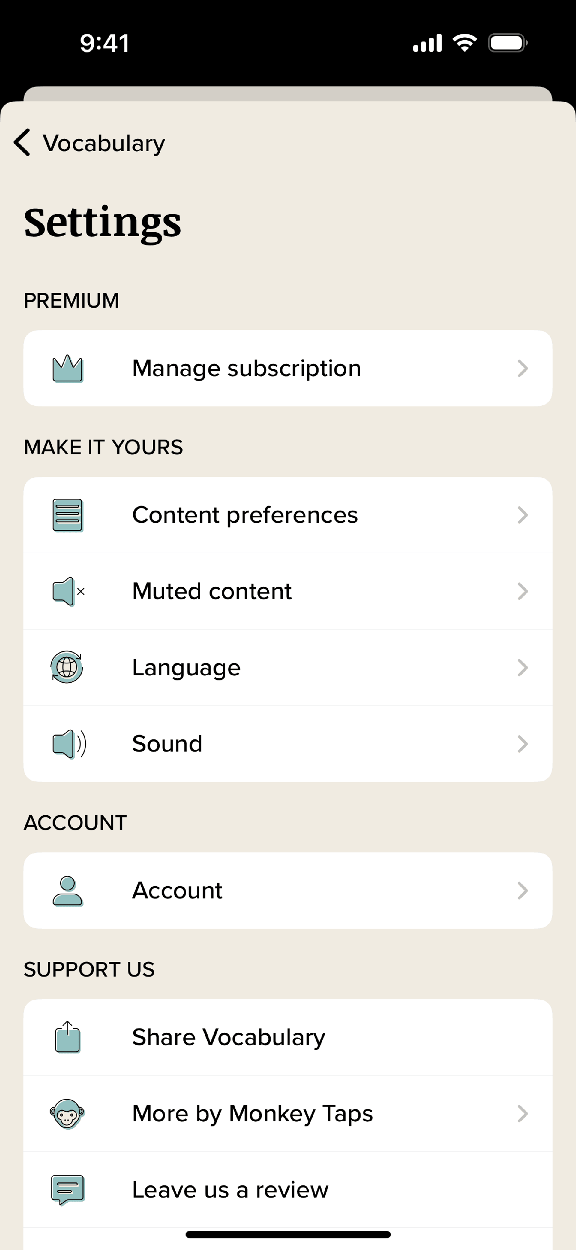 Vocabulary iOS Education interface screenshot 3