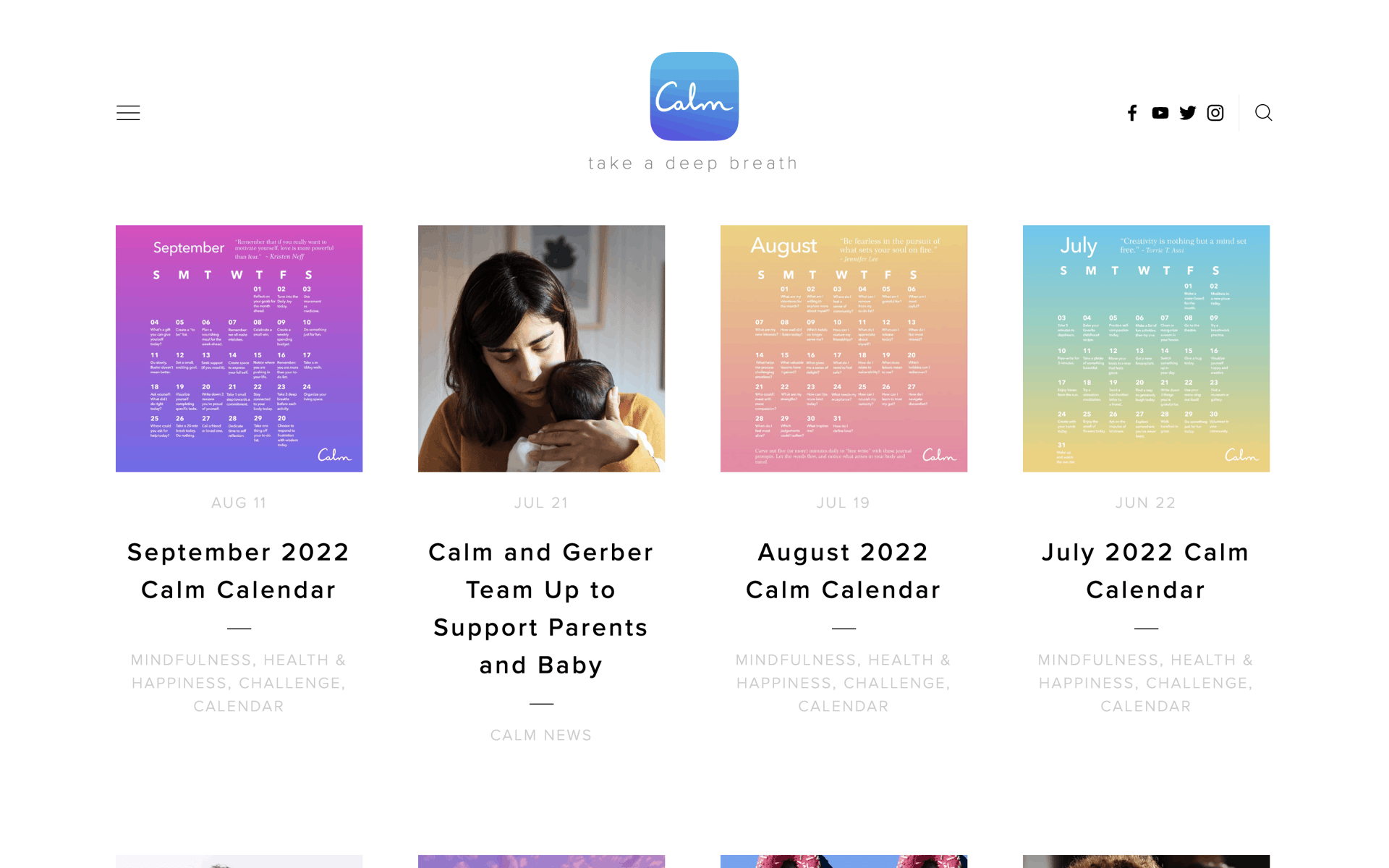 Calm Web Health & Fitness interface screenshot 7