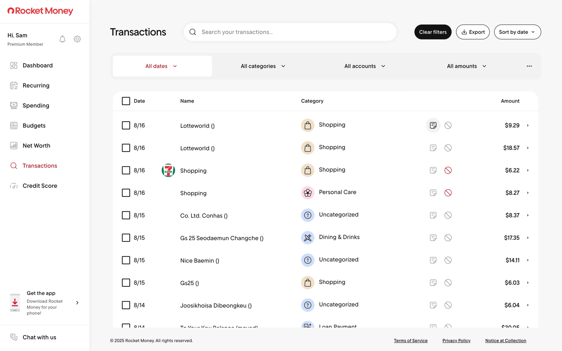 Rocket Money Web Finance interface screenshot 19