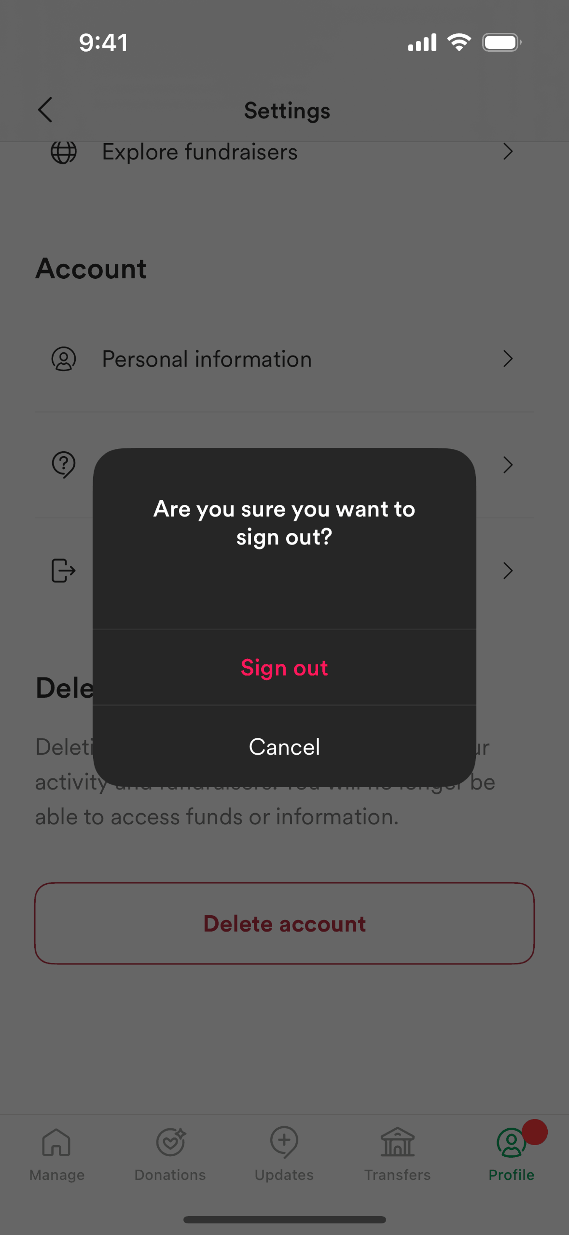 GoFundMe iOS Social Networking interface screenshot 7