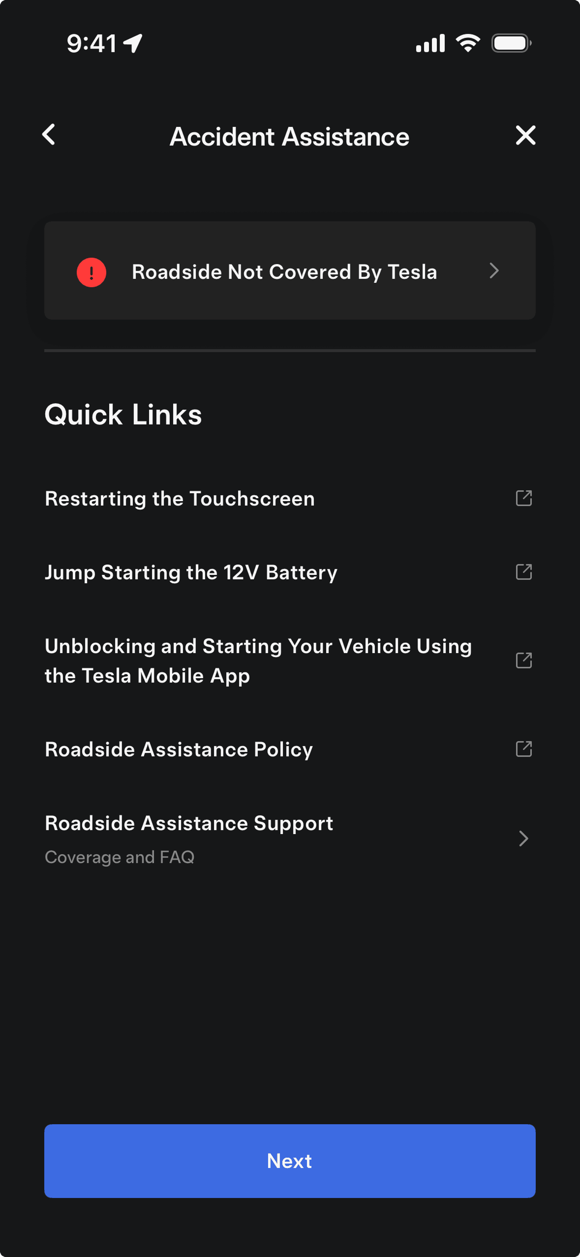 Tesla iOS Travel & Transportation interface screenshot 16