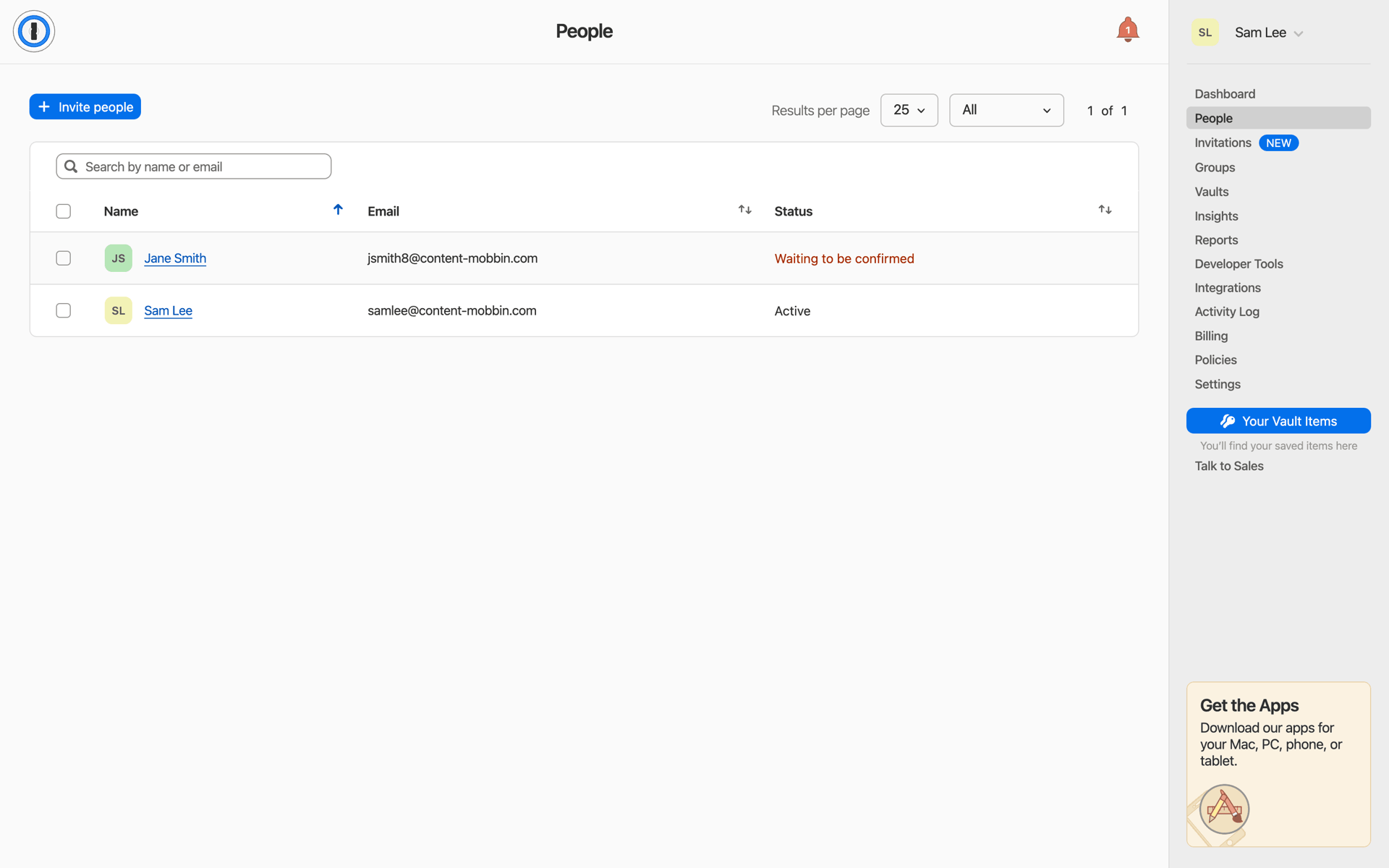 1Password Web Productivity interface screenshot 23