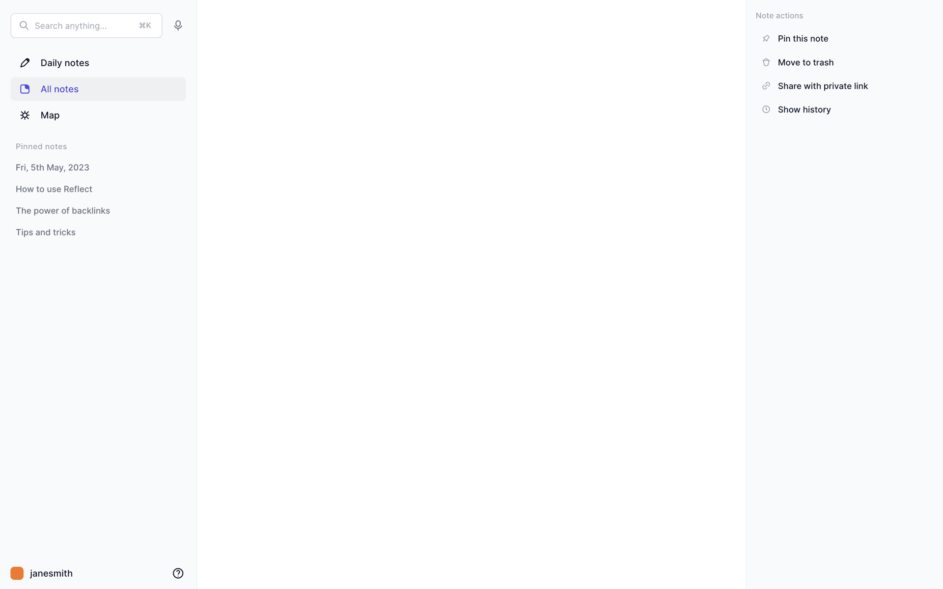 Reflect Web AI interface screenshot 12