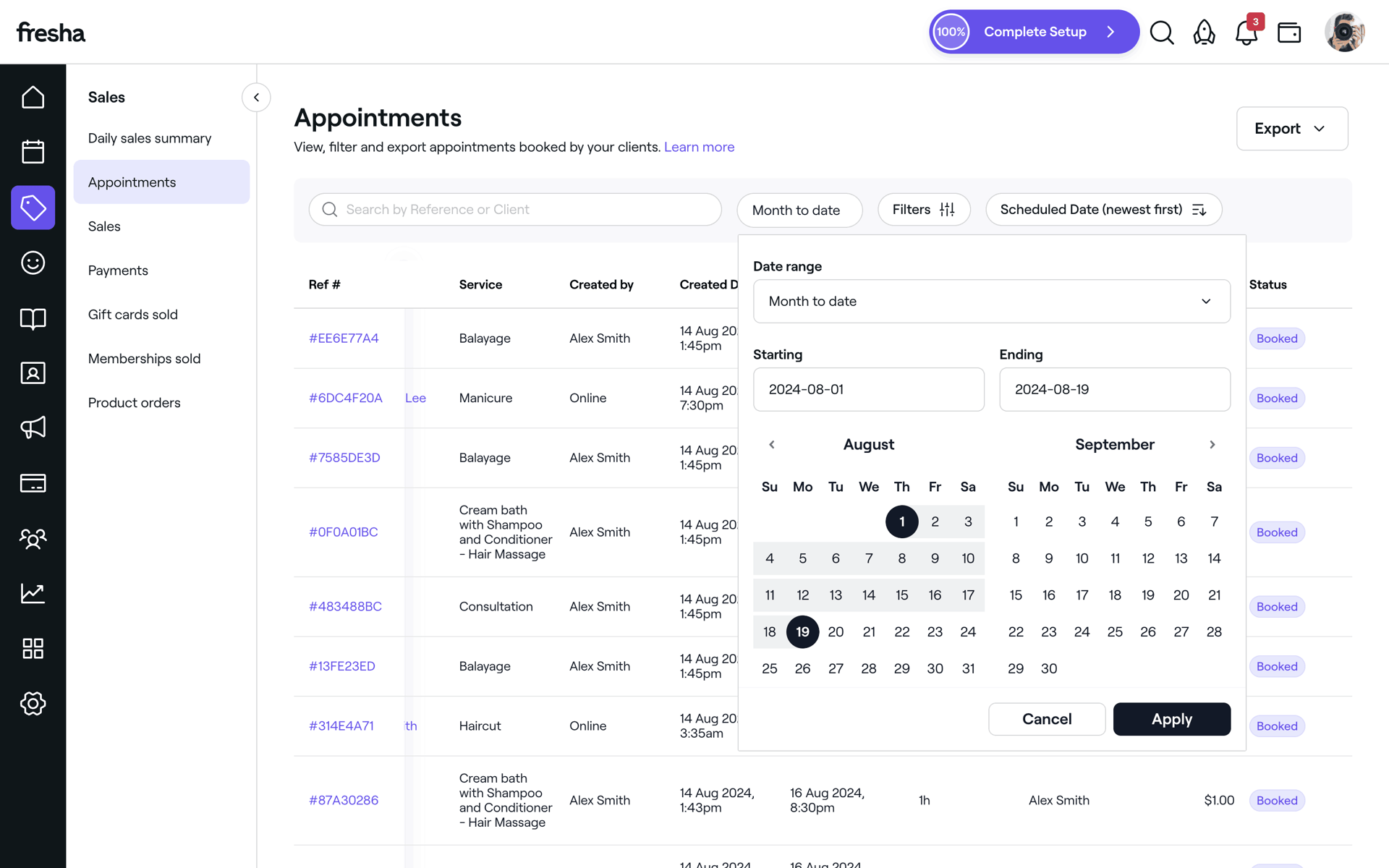 Fresha Web Business interface screenshot 17