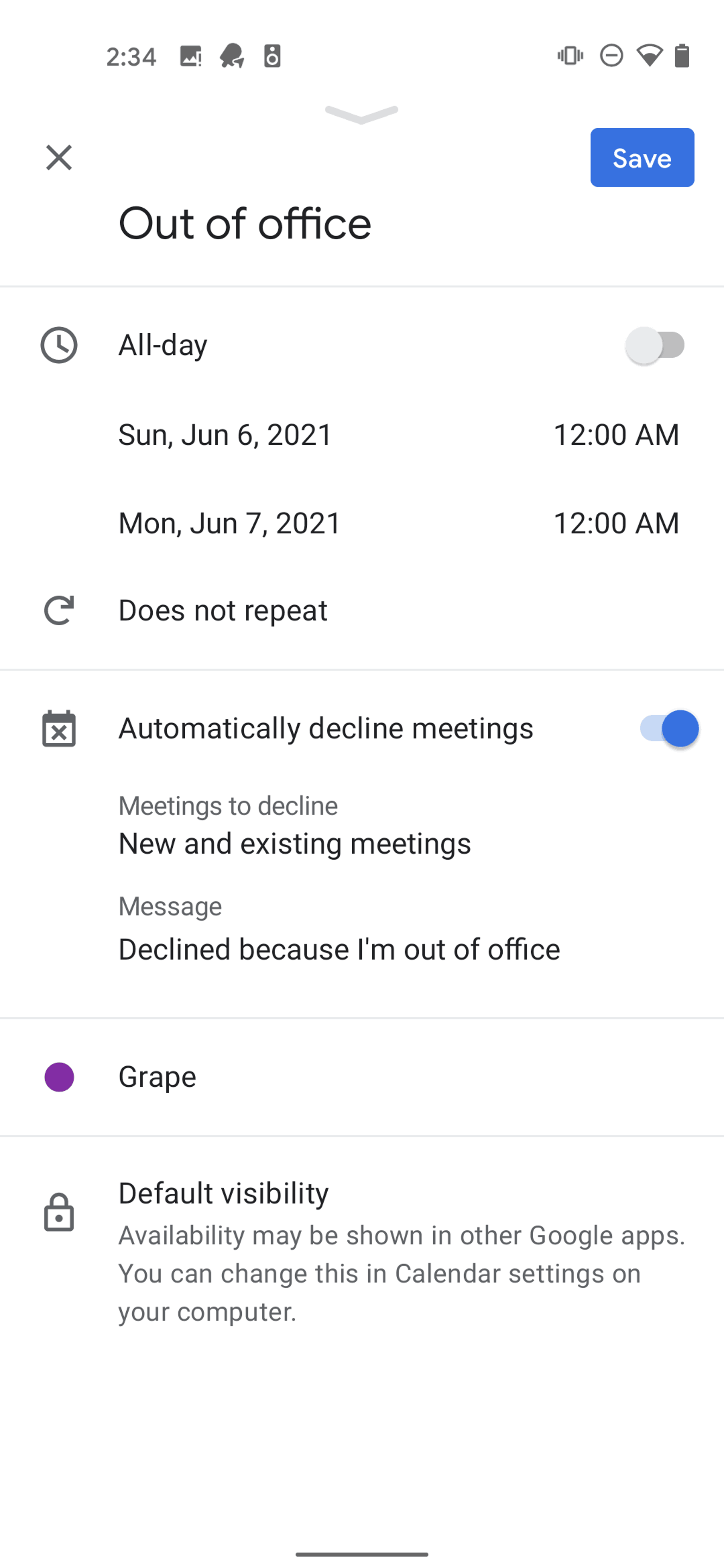 Google Calendar Android Productivity interface screenshot 13